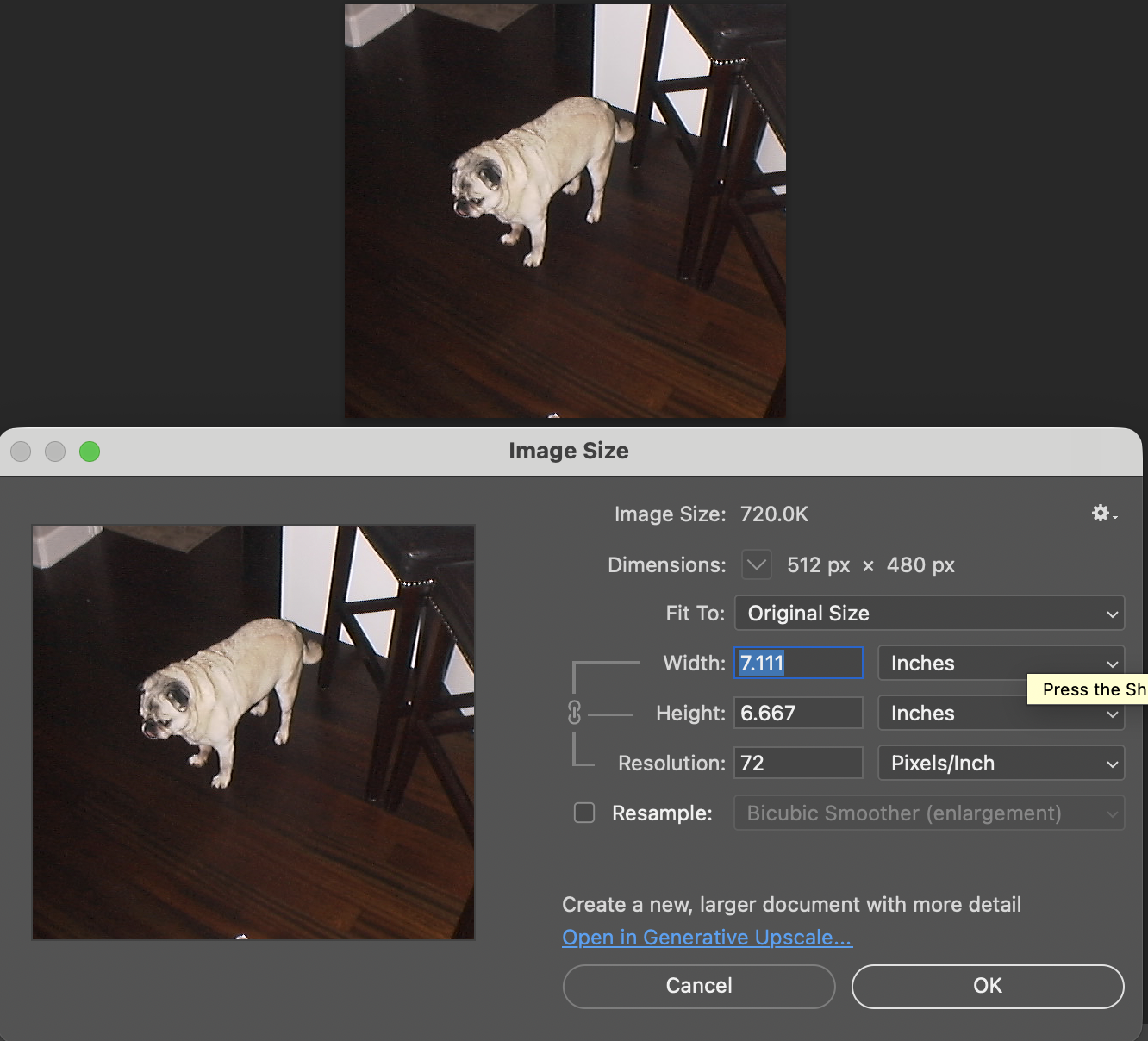 Image size in Photoshop