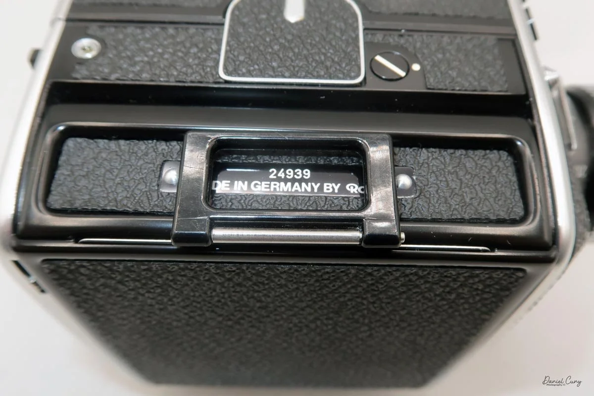 Dark slide holder on the bottom of the film back