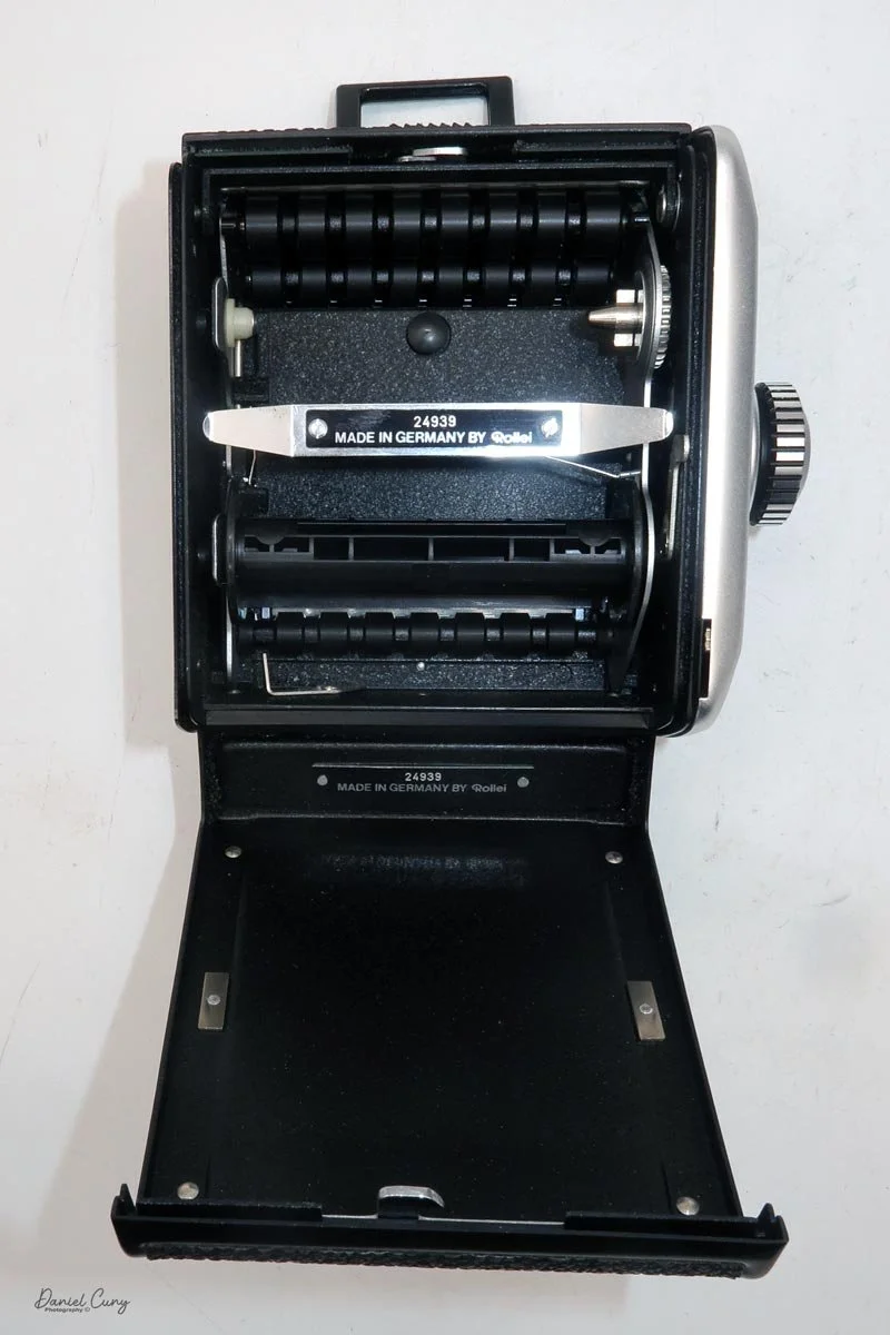 Film back opened and ready yo load film.