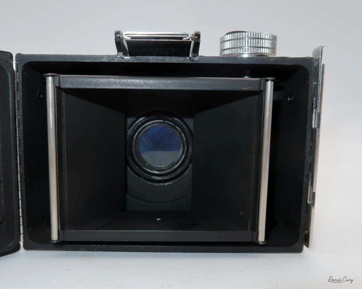 Back open and film insert in the camera