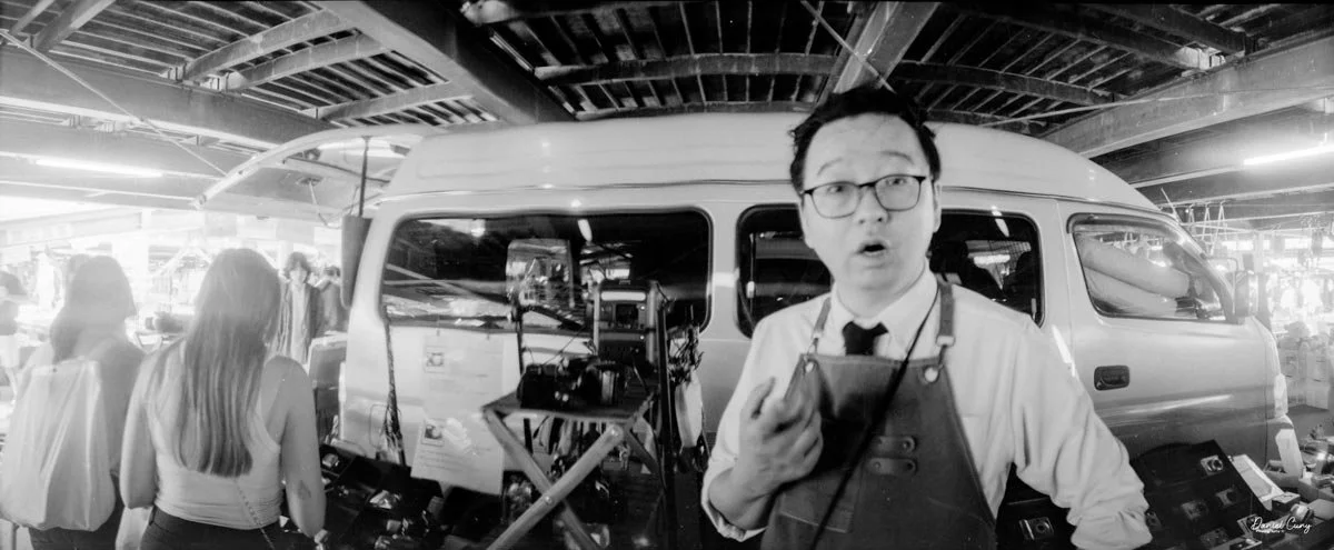 Buying cameras at Tokyo City Flea market.