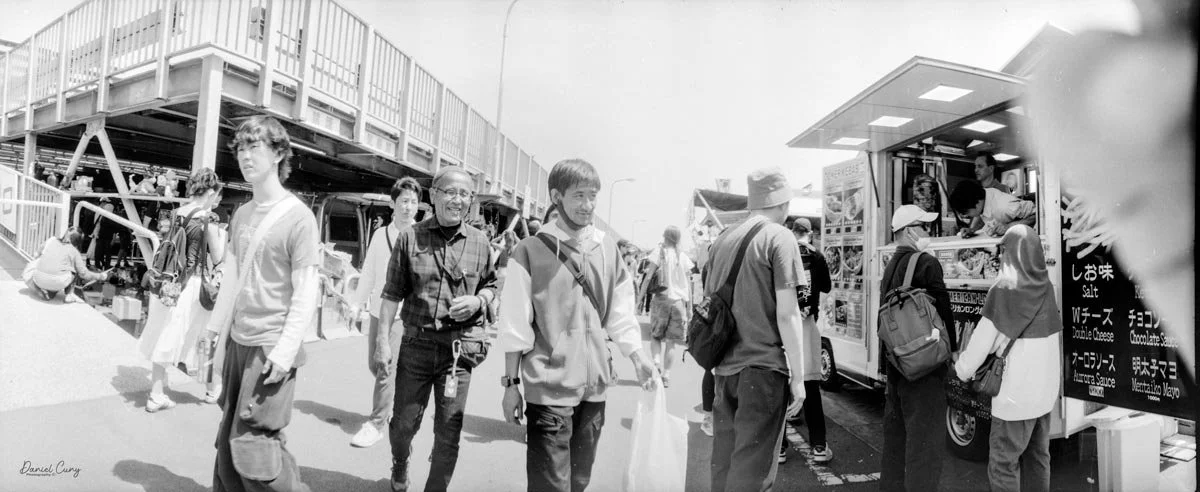 By the food trucks at the Tokyo City Flea market