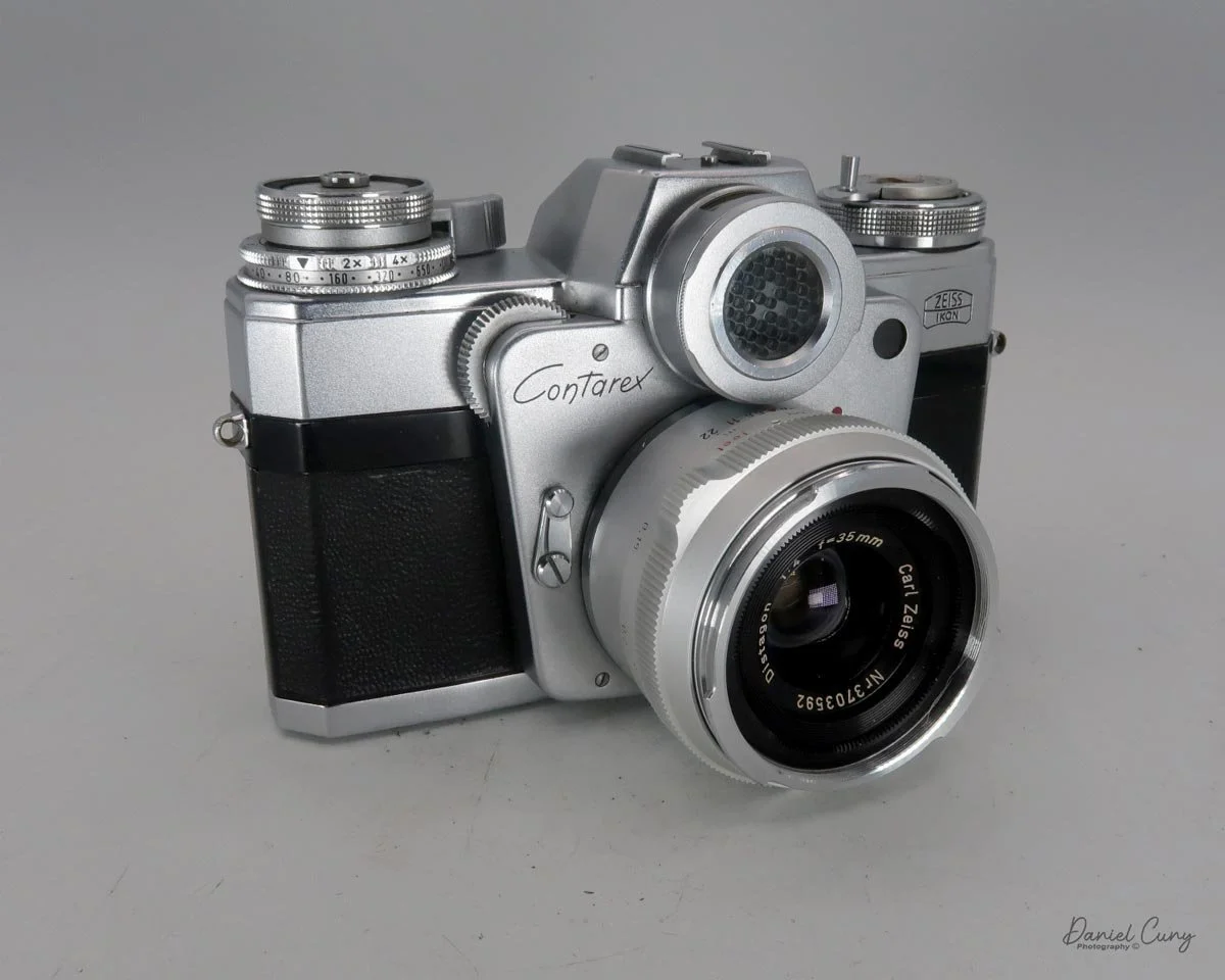 Different angles of the Zeiss Ikon Contarex camera.
