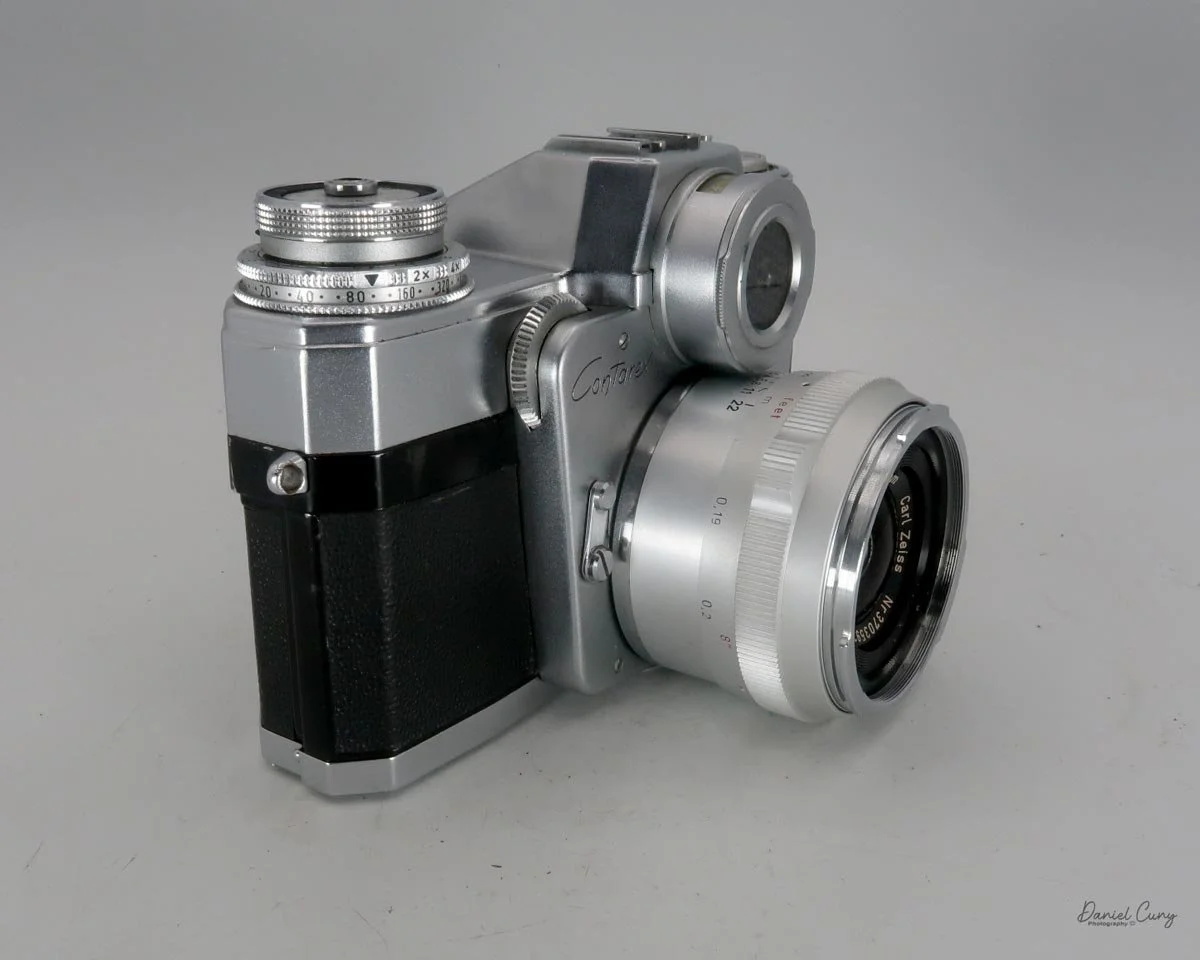 Different angles of the Zeiss Ikon Contarex camera.