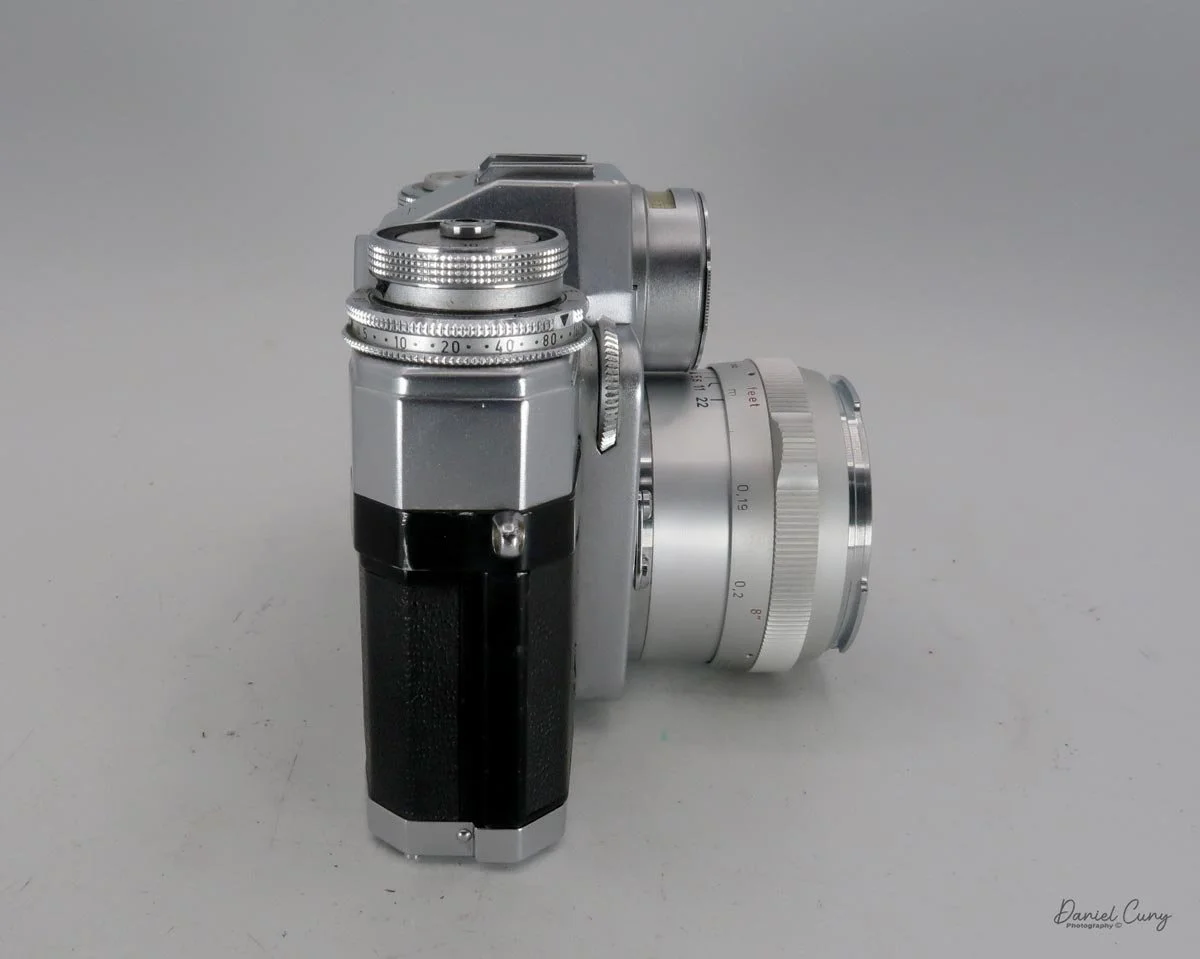 Different angles of the Zeiss Ikon Contarex camera.