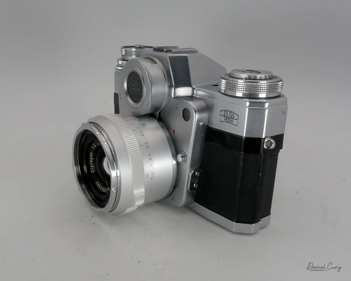 Different angles of the Zeiss Ikon Contarex camera.