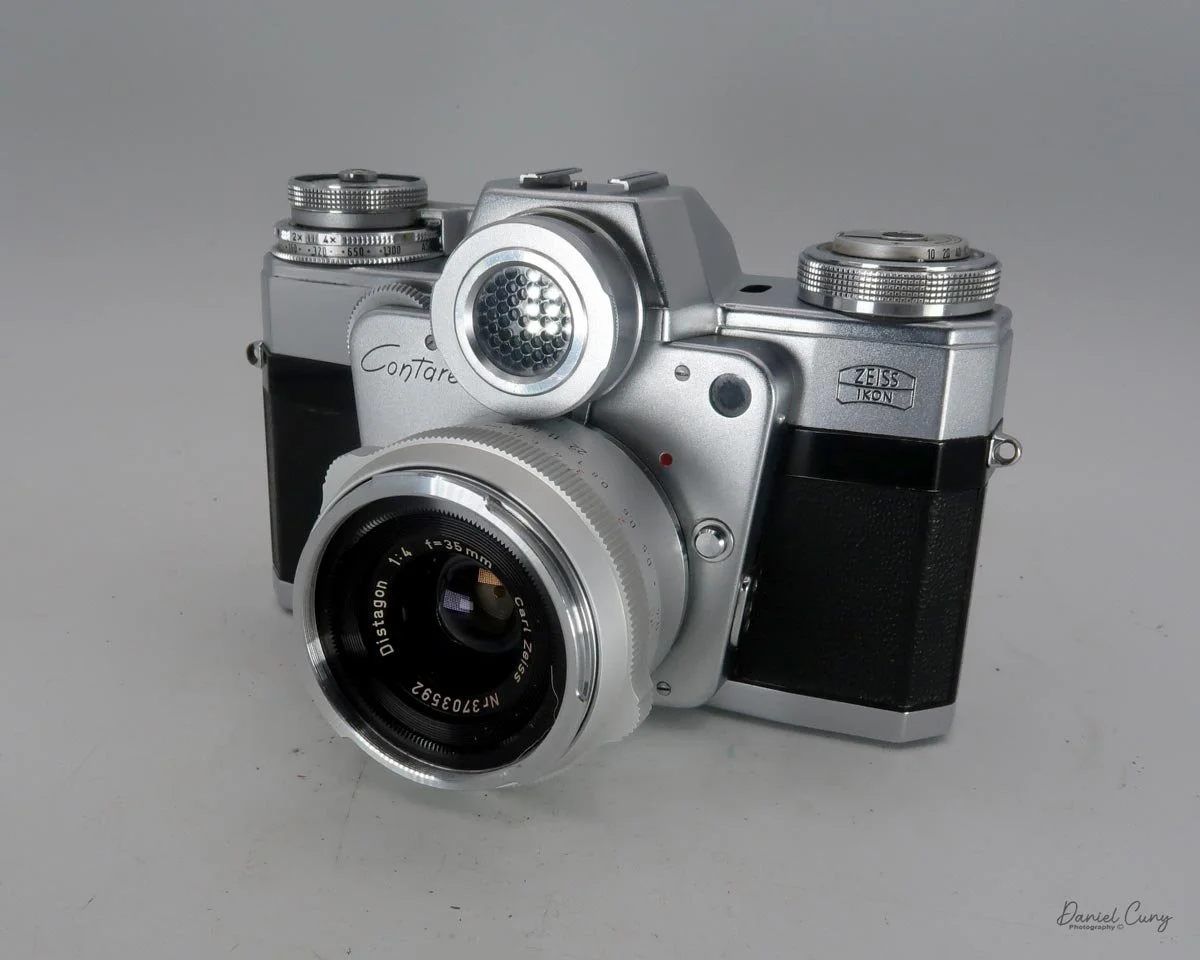 Different angles of the Zeiss Ikon Contarex camera.