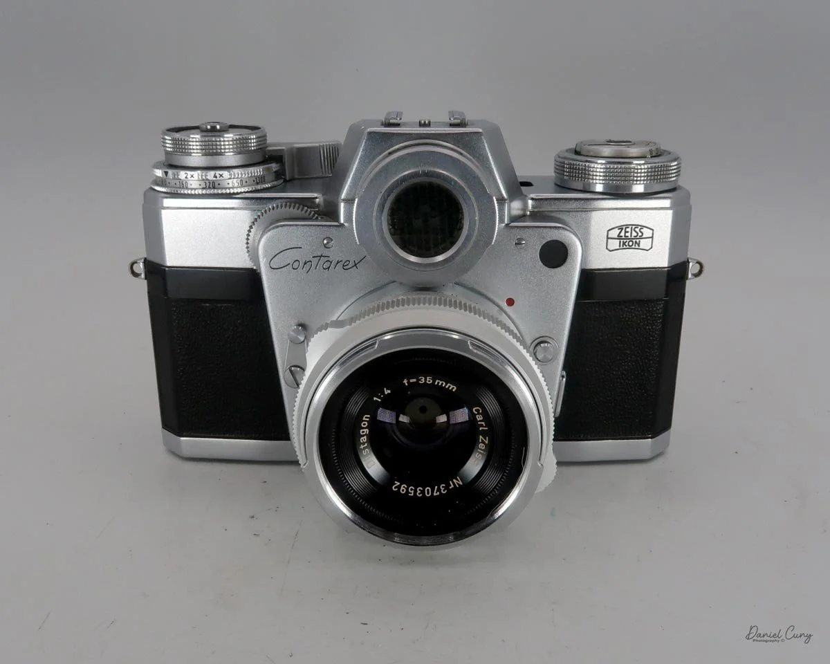 Different angles of the Zeiss Ikon Contarex camera.