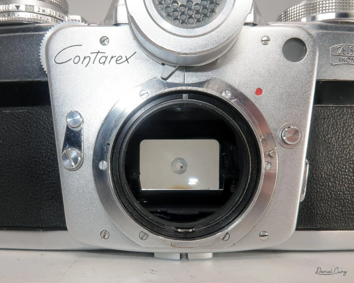 View of focusing screen through camera's mirror