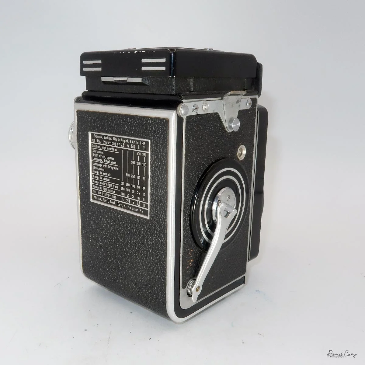 Different angles of the Rolleiflex 2.8B.