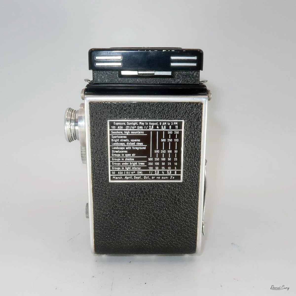 Different angles of the Rolleiflex 2.8B.