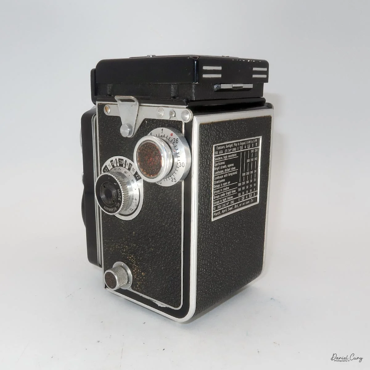 Different angles of the Rolleiflex 2.8B.