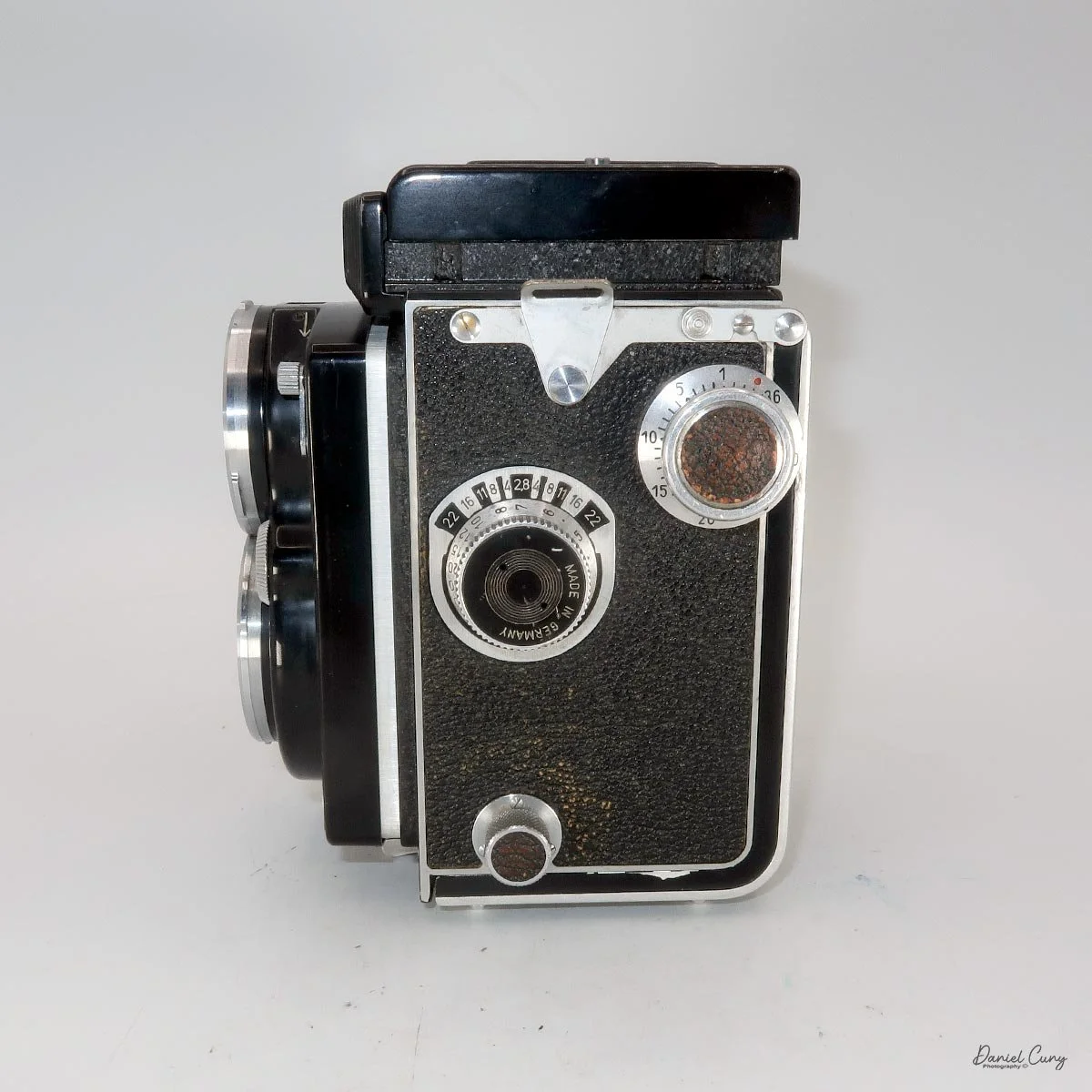 Different angles of the Rolleiflex 2.8B.