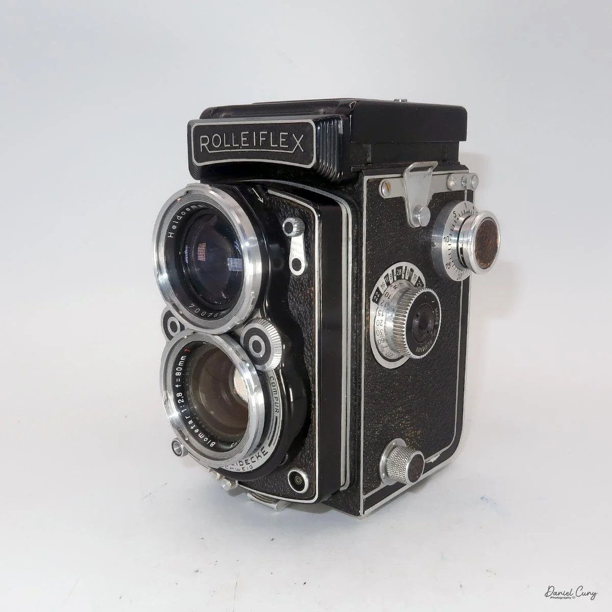 Different angles of the Rolleiflex 2.8B.