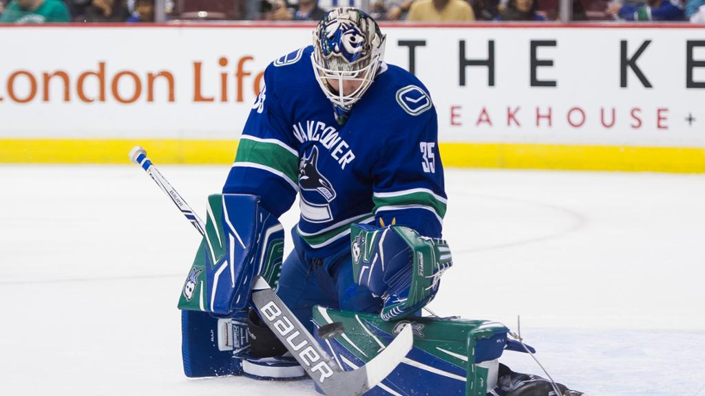 Goalie Thatcher Demko in action. Photo courtesy of NHL.com