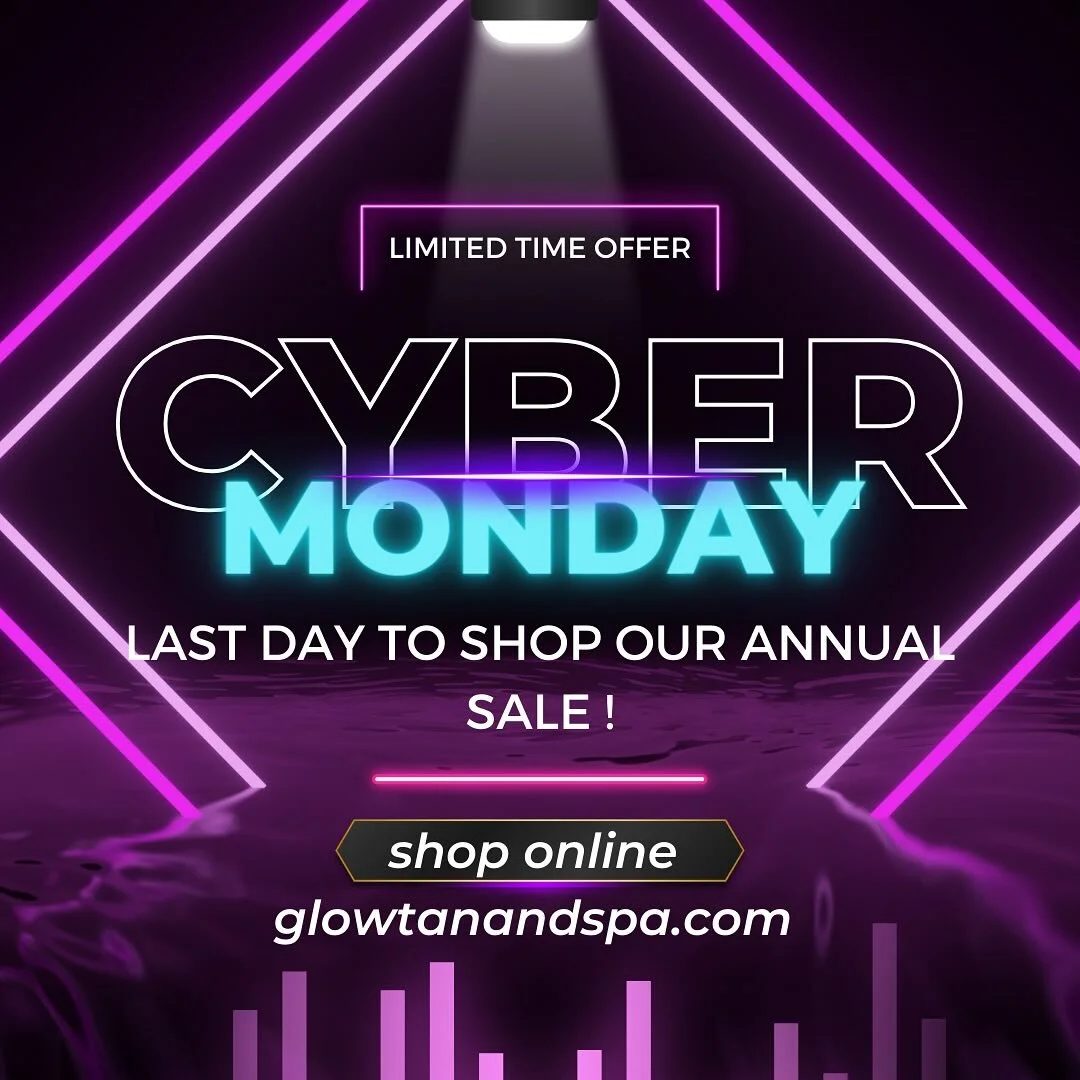 Today&rsquo;s the last day to shop our annual sale!!! Stock- up and save  for 2024.
Shop online @ glowtanandspa.com.  440-460-4620.