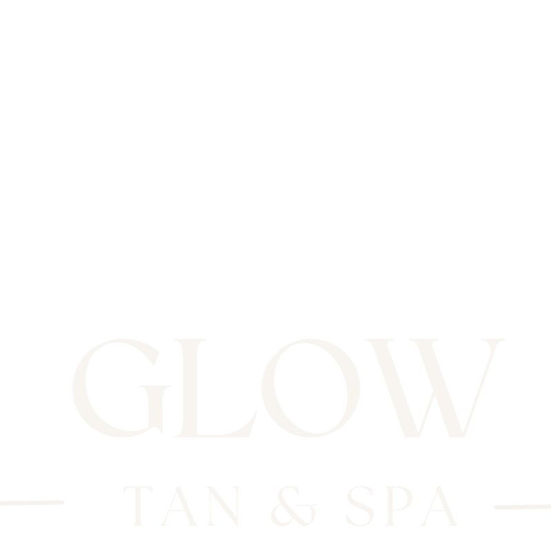 Black background with a stylized sunburst design and the words "GLOW TAN & SPA" in white.