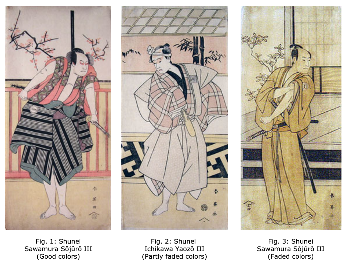 Colors fading in Japanese woodblock prints via Viewing Japanese Prints
