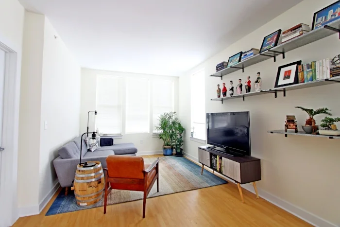 A view of the finished living room 