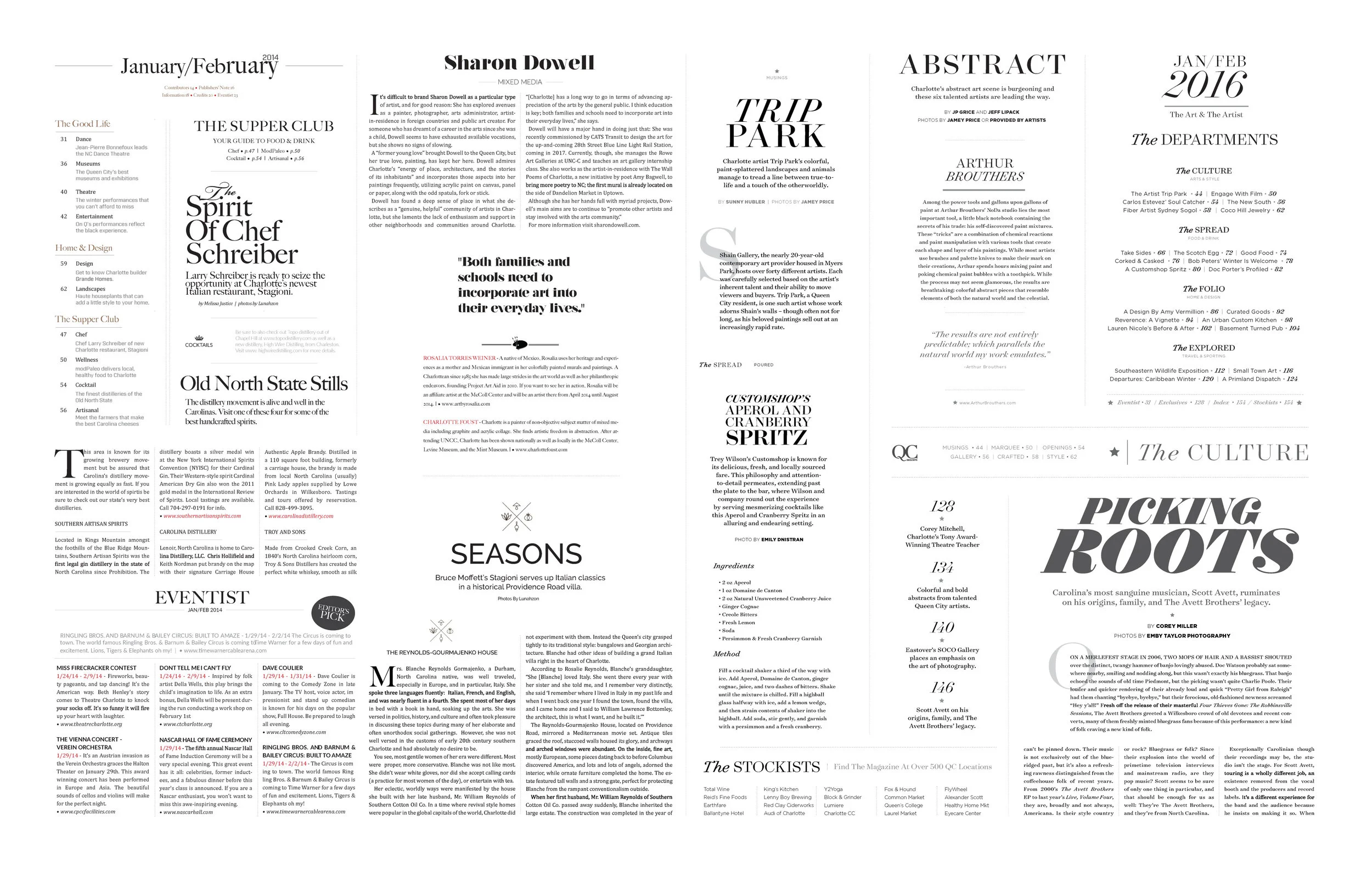 Rethinking the type for the magazine seems like a fairly simple task. In 2014, the number of different fonts used was staggering. For the 2016 relaunch, we narrowed it down to two typefaces, Surveyor and Gotham. The two families allowed for an incredible amount of depth.