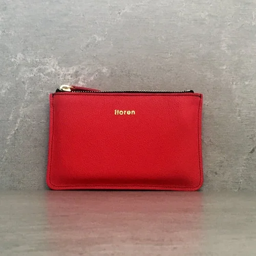 Red leather large purse