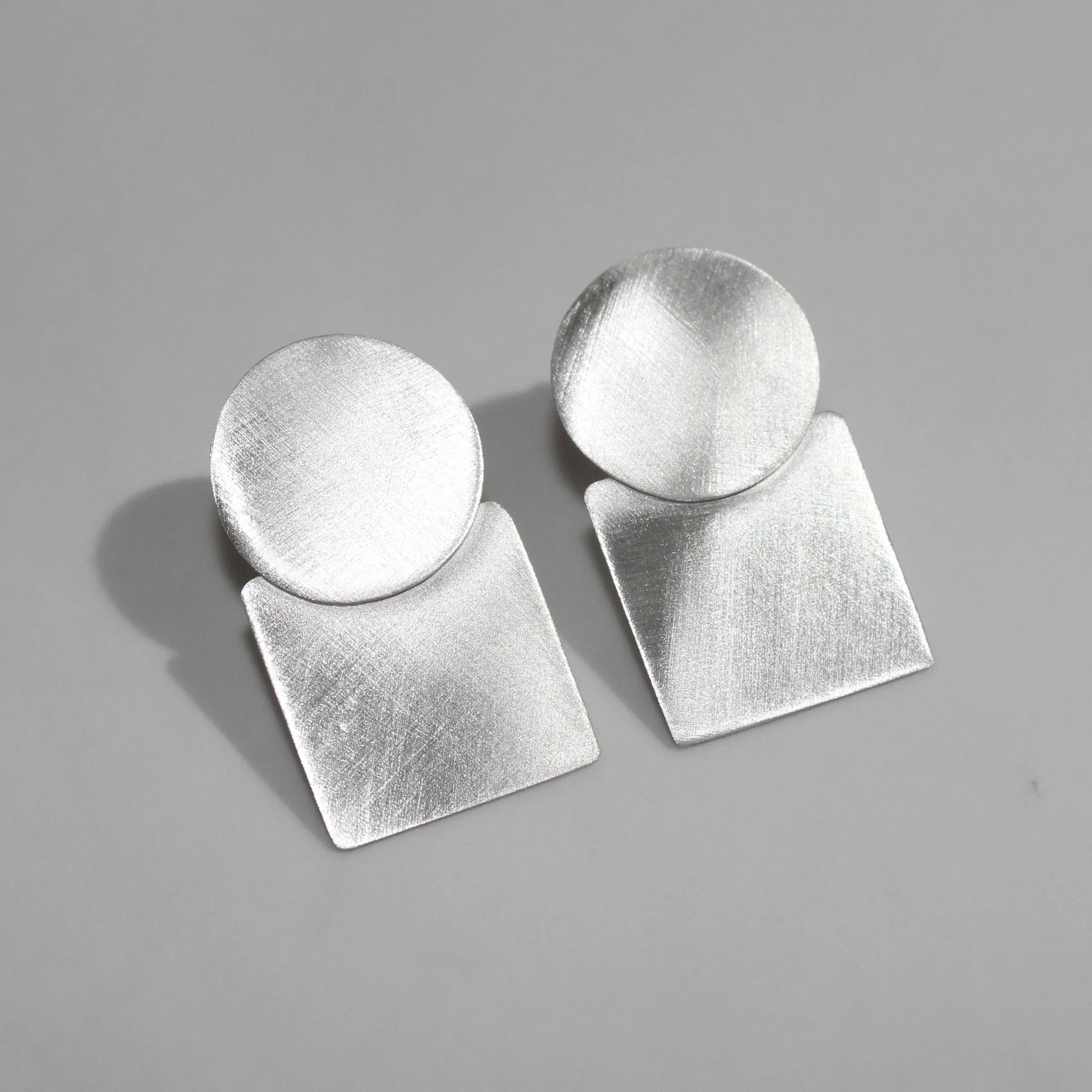 Matt Silver geo earrings