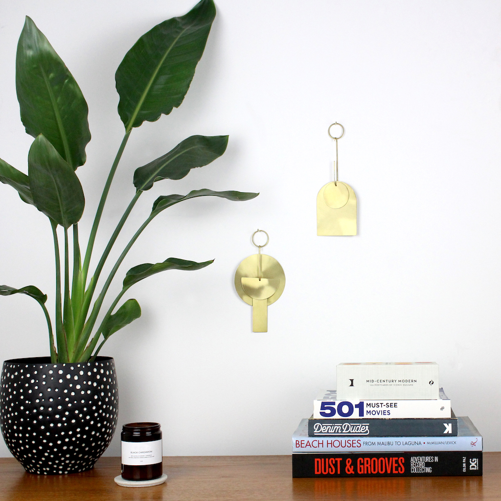 Small Contemporary Modern Geometric Brass Wall Hanging