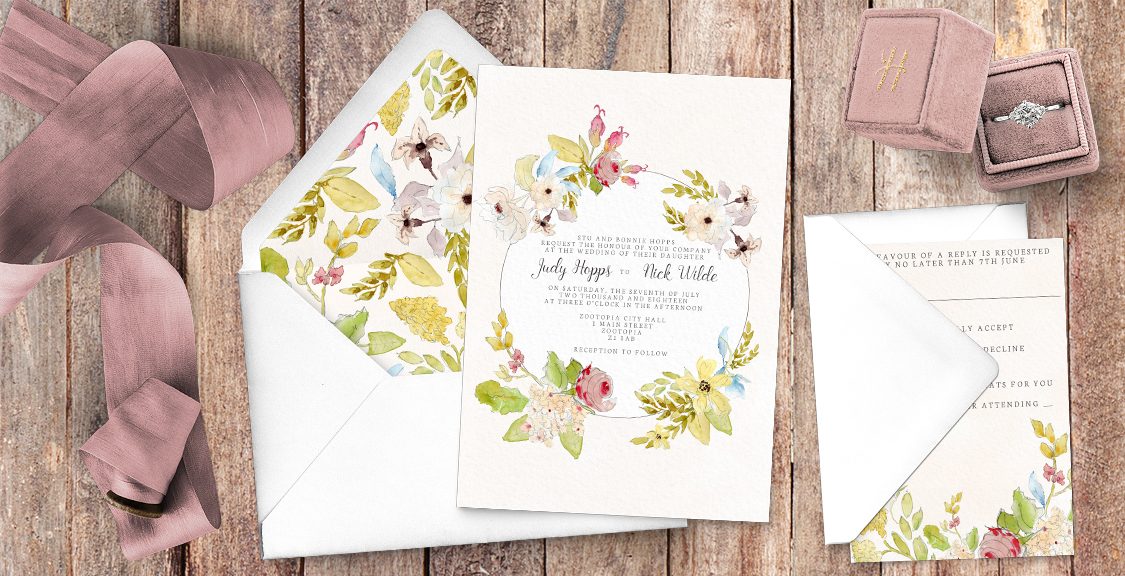 Shabby Chic Floral Wedding Invitations Hawthorne And Ivory