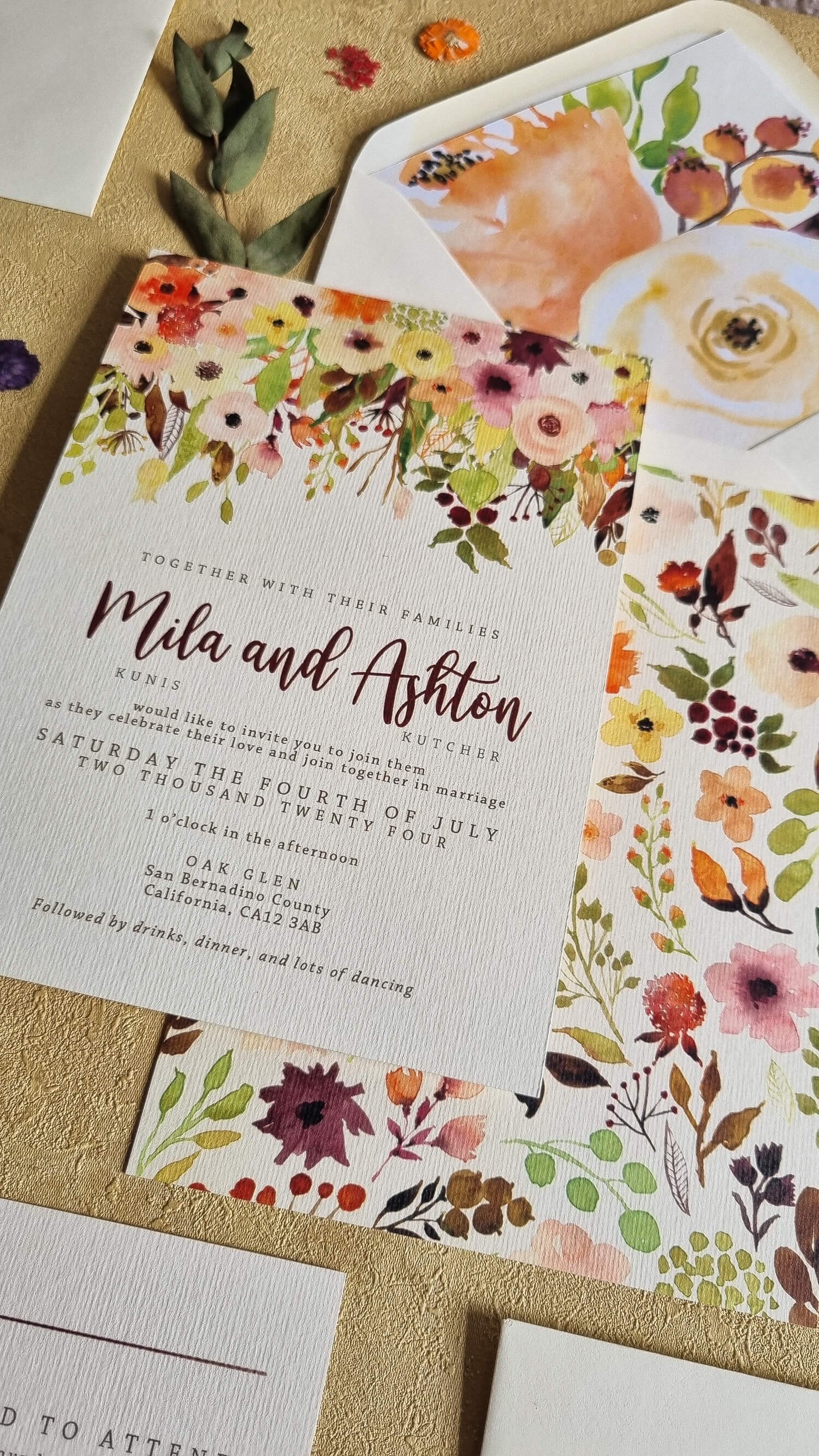 Autumn Floral Wedding Invitation