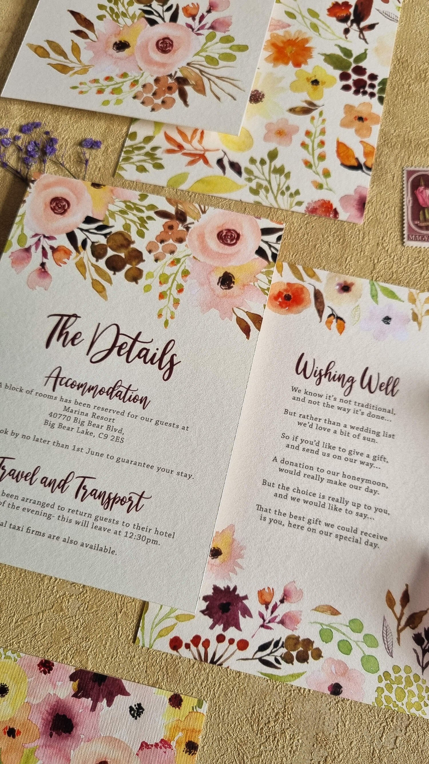 Autumn Floral Wedding Details Card