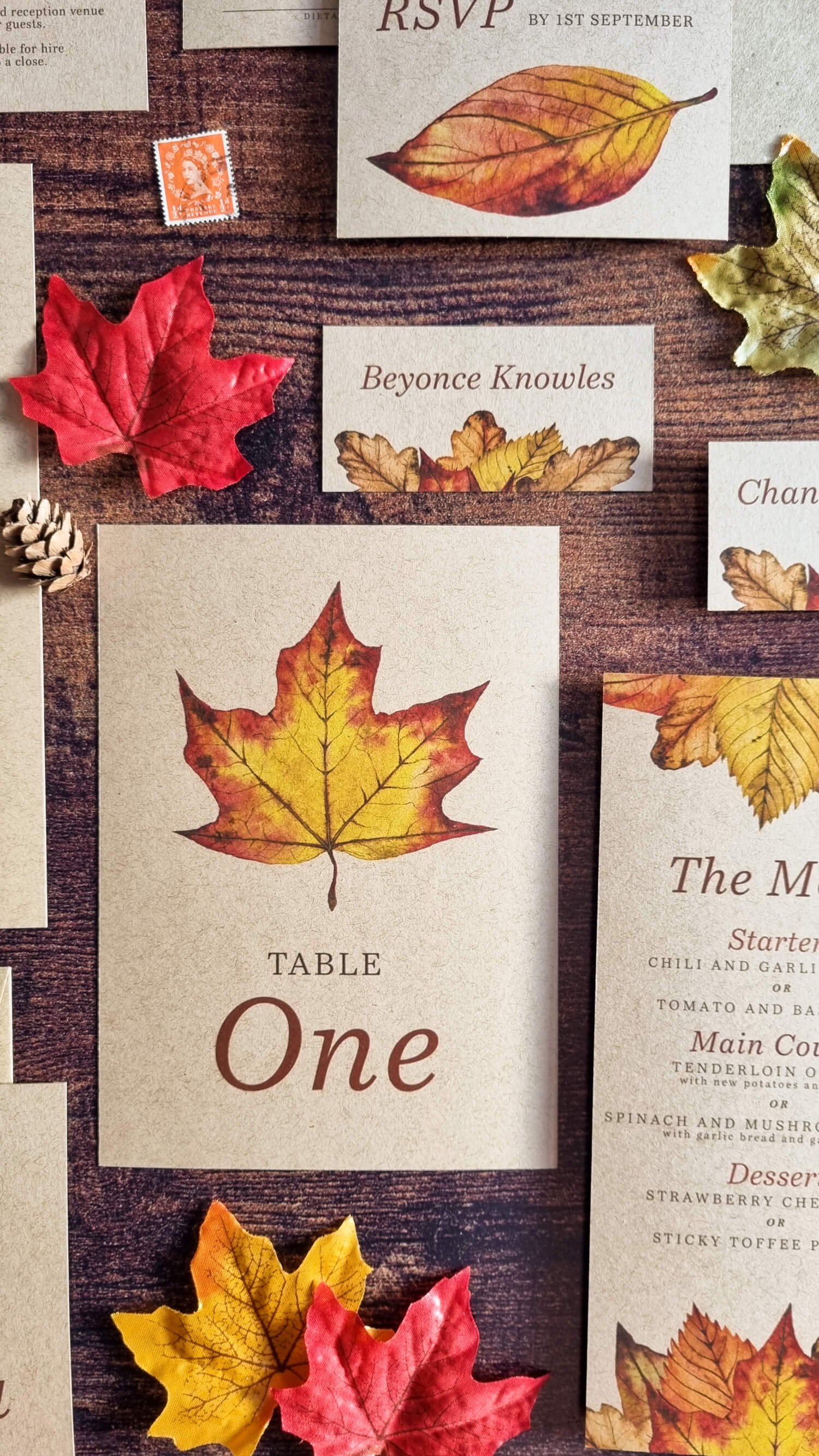 Autumn Leaves Table Number