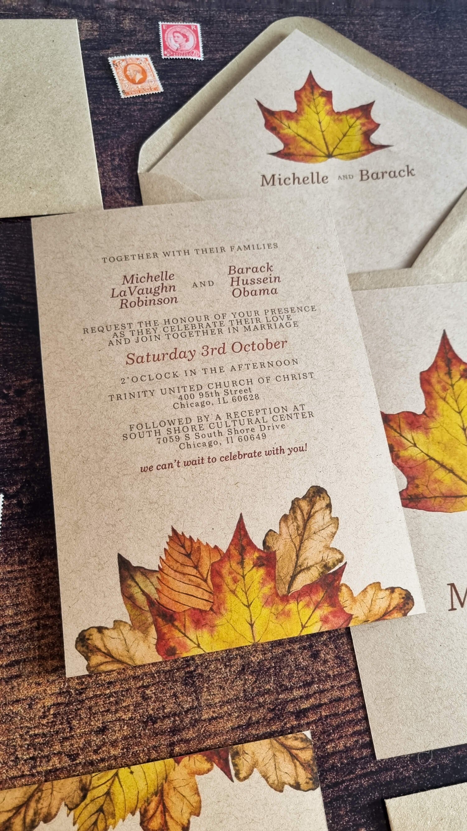 Autumn Leaves Wedding Invitation 