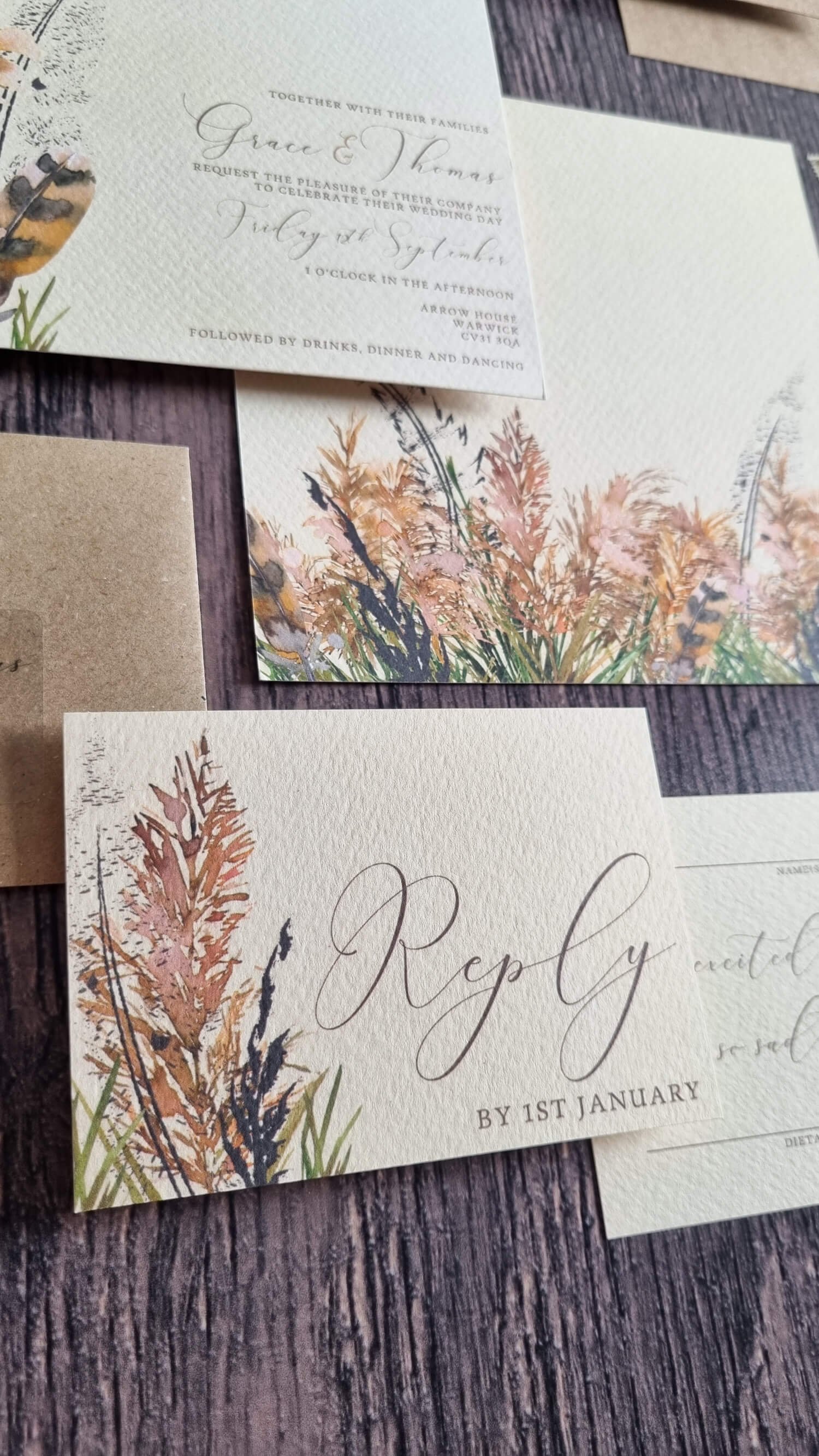 Bohemian Pampas RSVP Cards