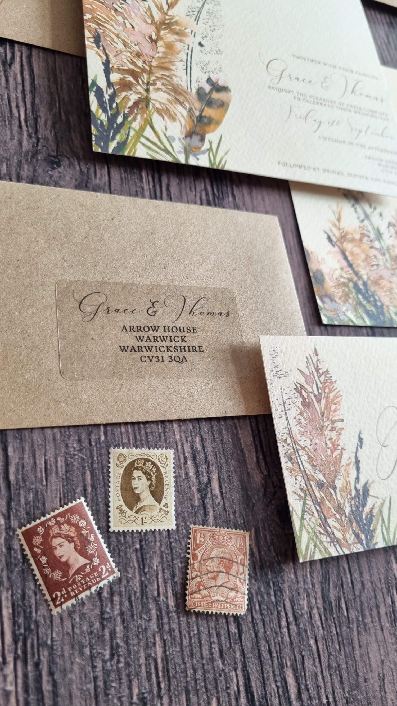 Bohemian Pampas Return Addressed Envelope