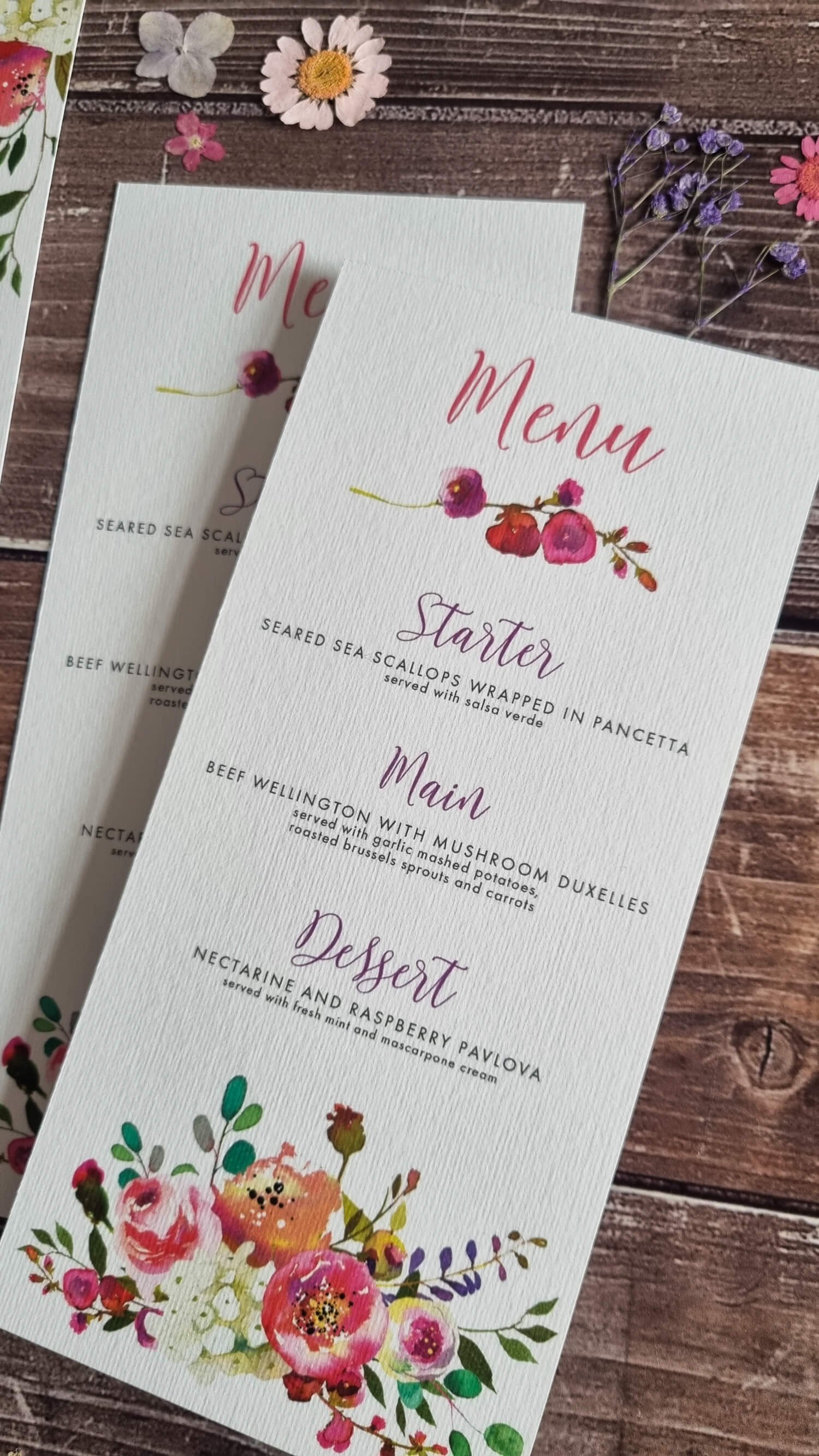 Bright Summer Floral Menu Cards