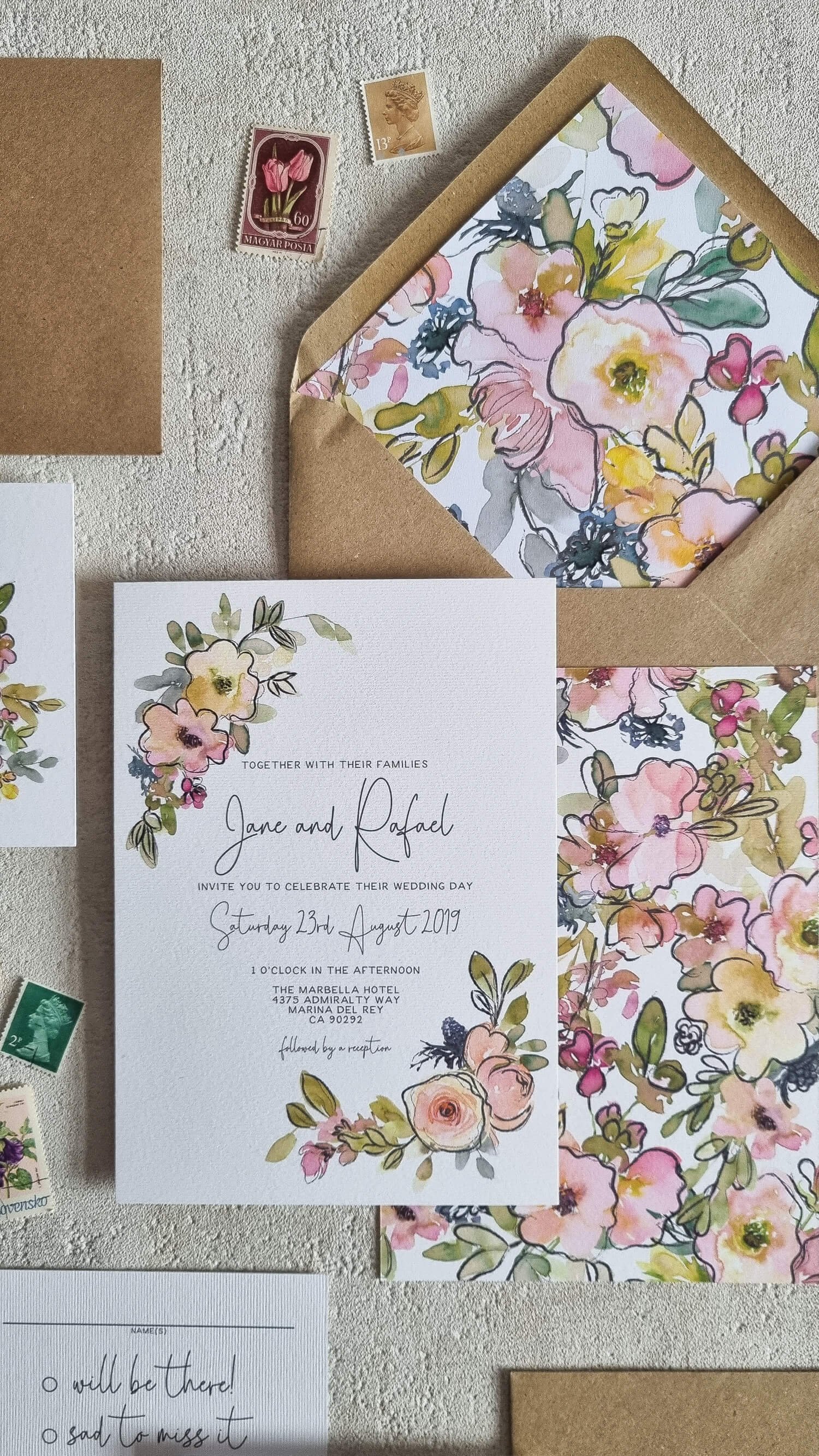 Modern Pastel Blooms Wedding Stationery Suite