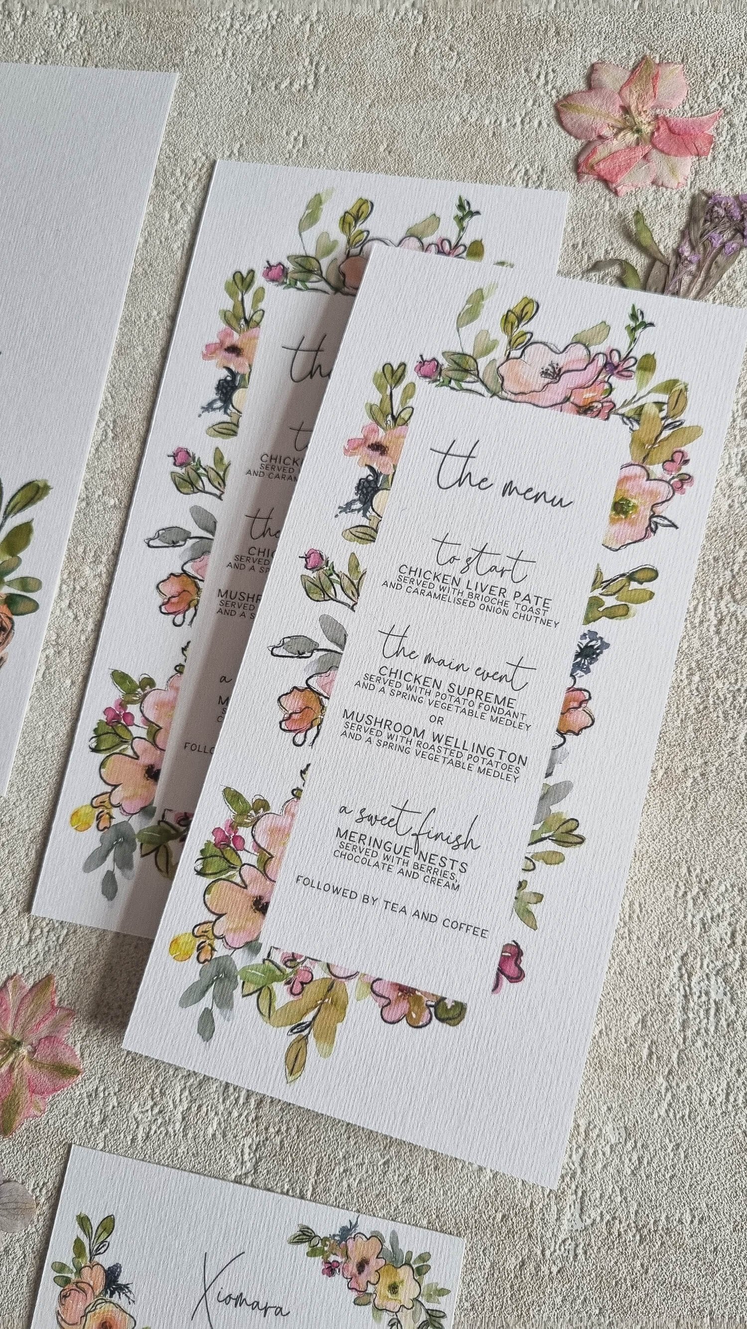 Modern Pastel Blooms Menu Cards