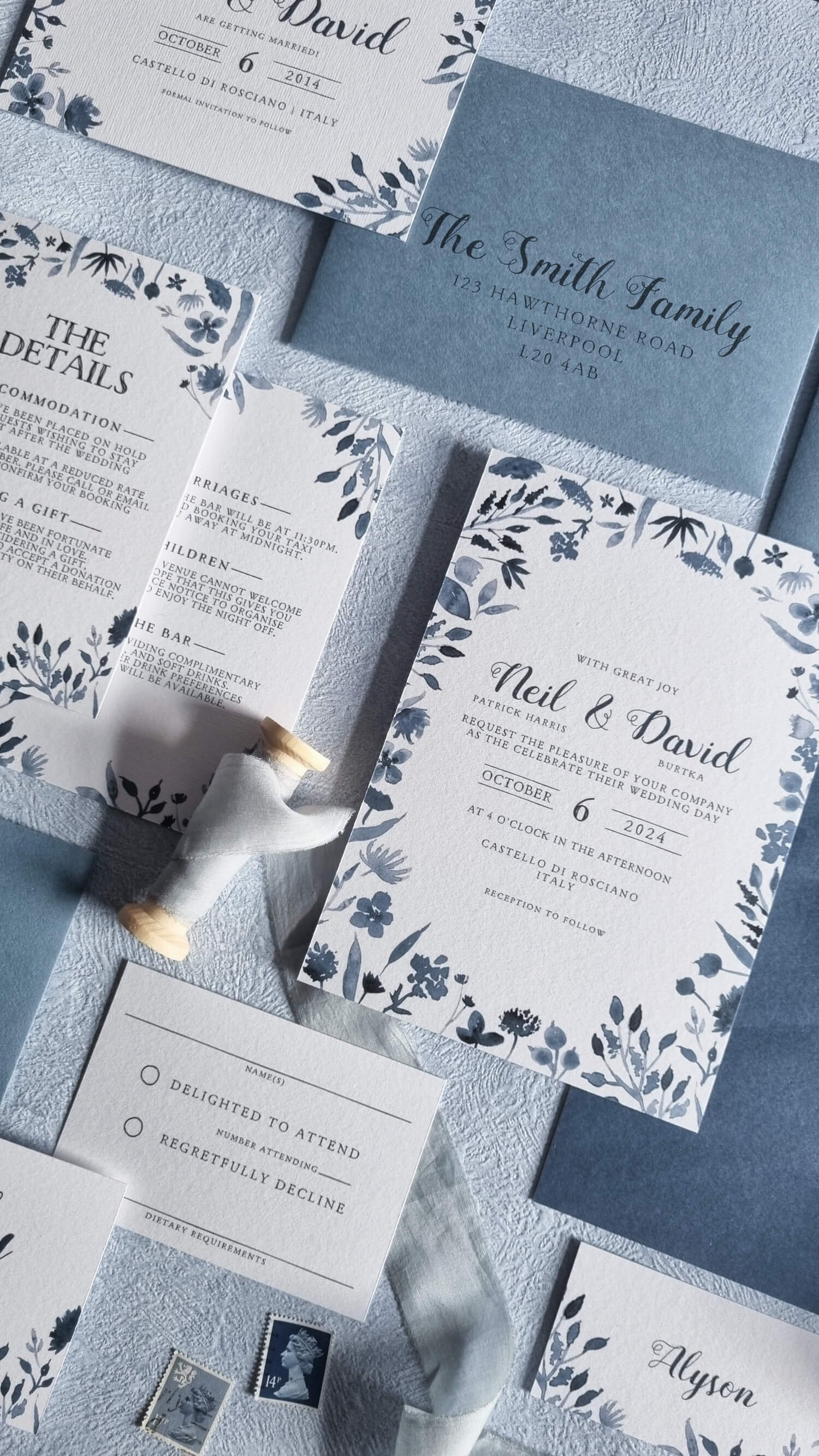 Porcelain Blue Wedding InvitationSet