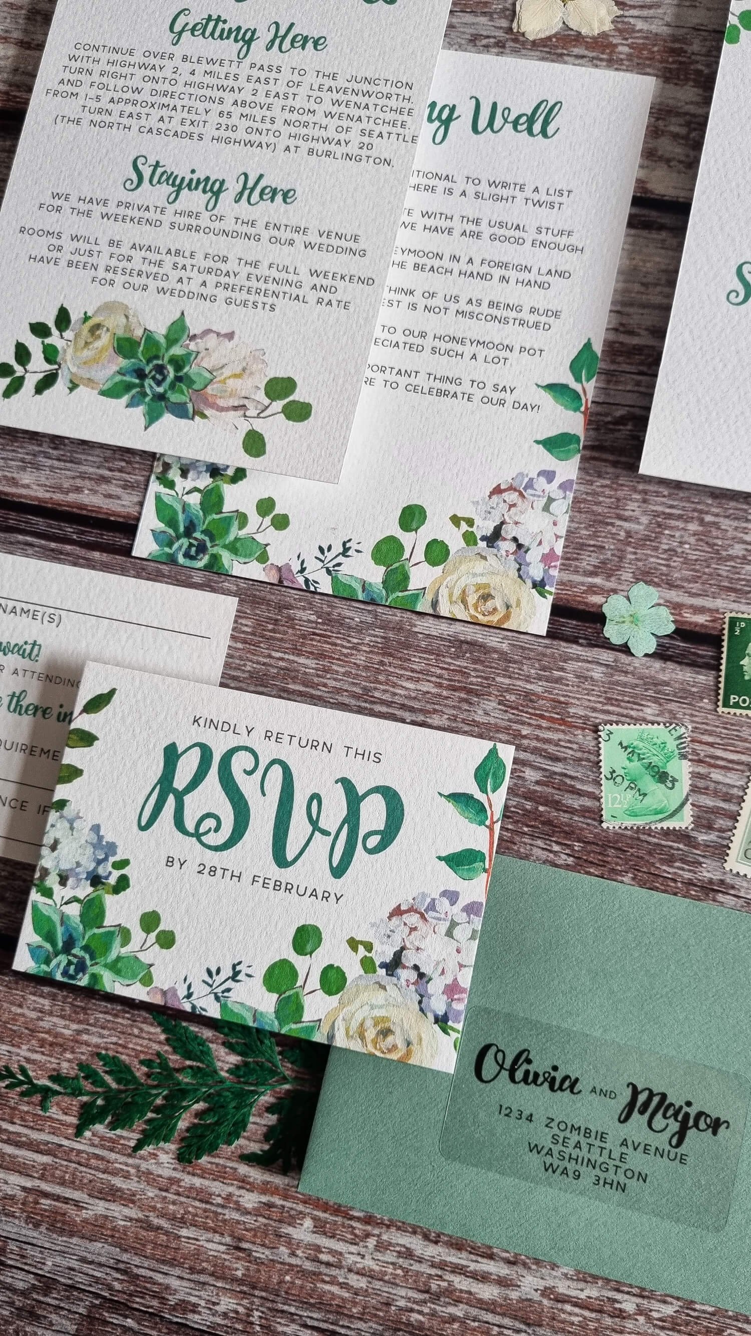 Succulent Rose RSVP Card