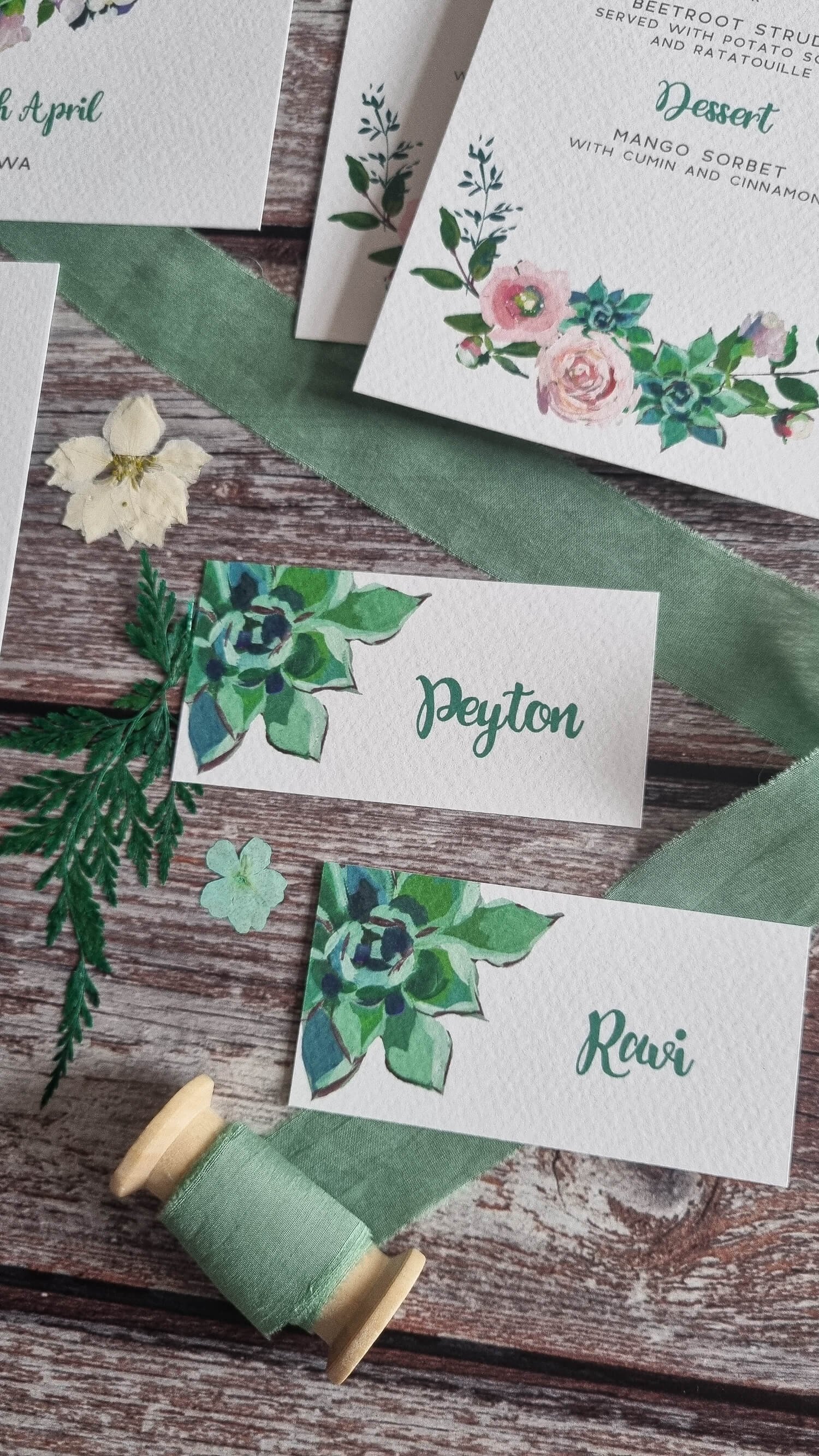 Succulent Rose Placecard