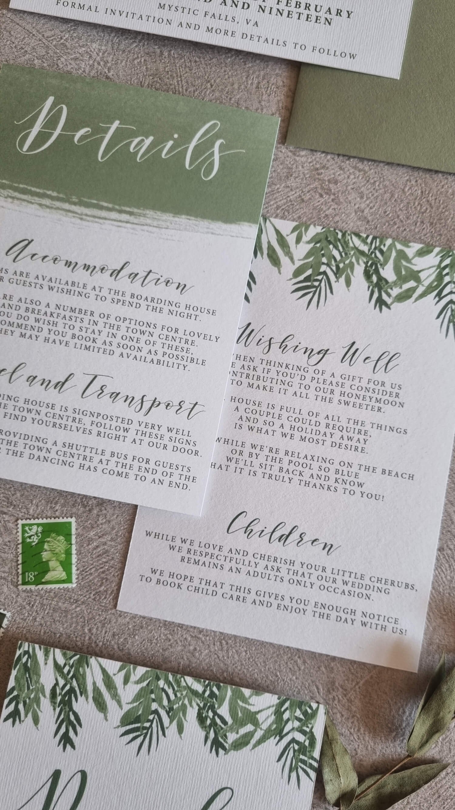 Elegant Sage Details Cards