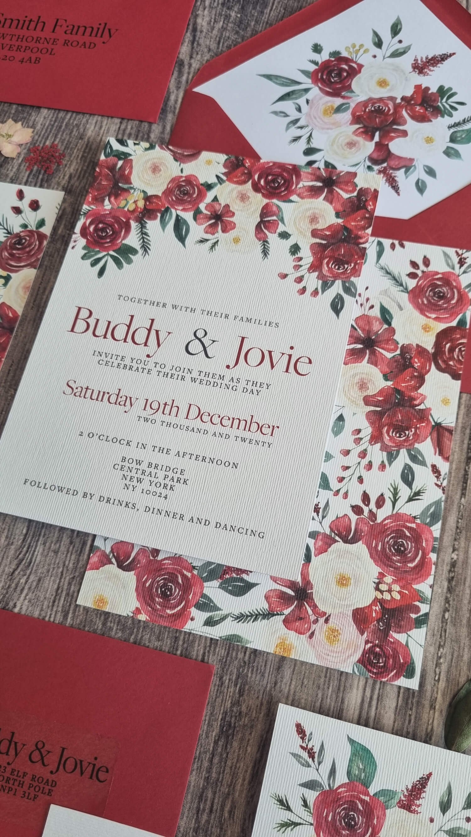 Festive Winter Floral Invitation