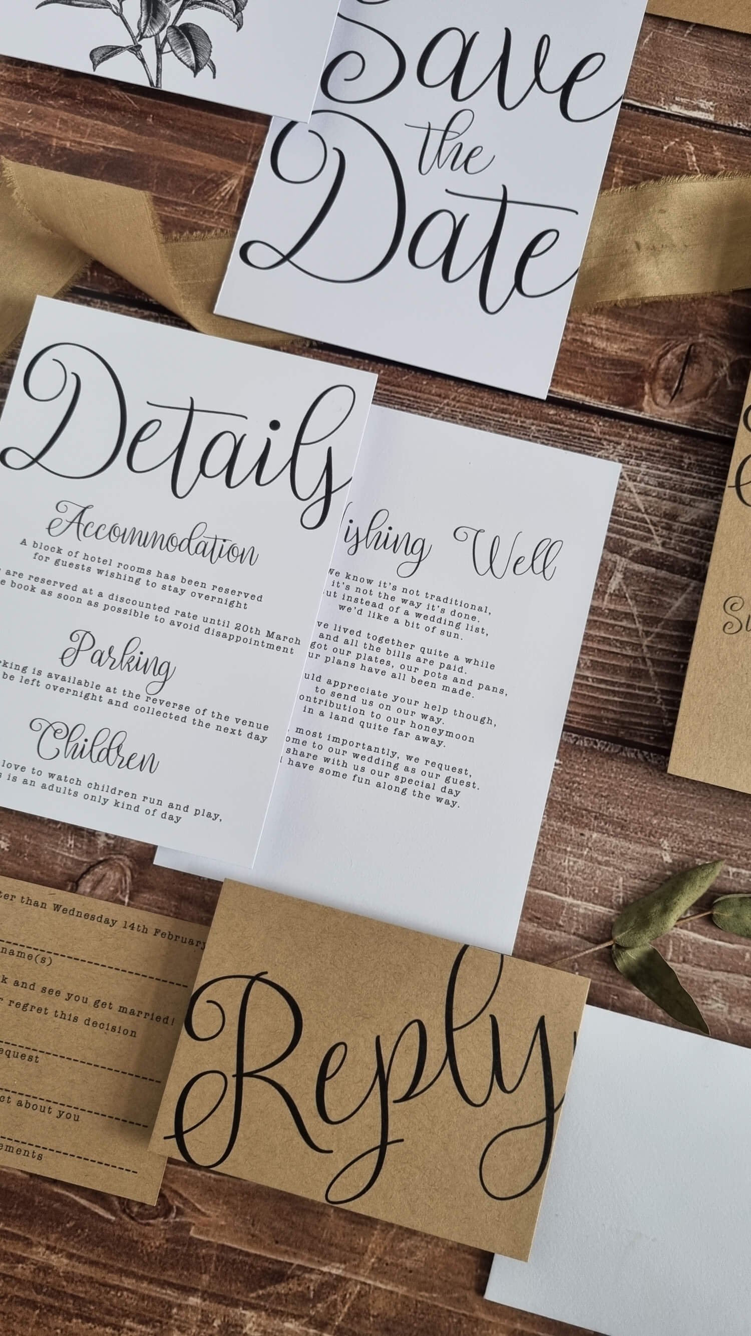 Rustic Luxe Details and RSVP Cards