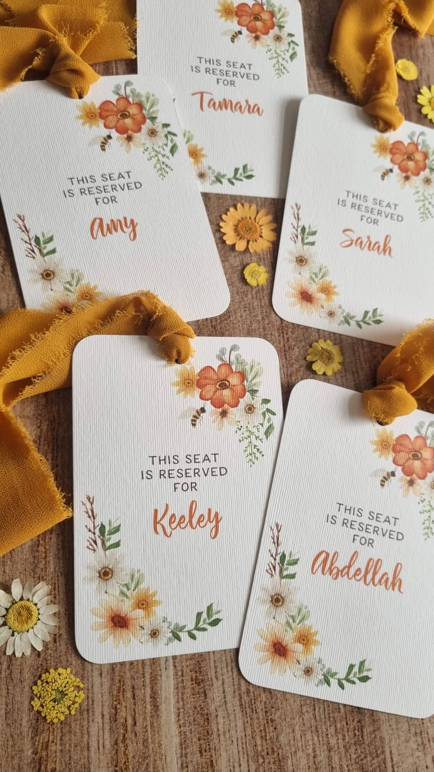 Honey Bee Reserved Seat Tags