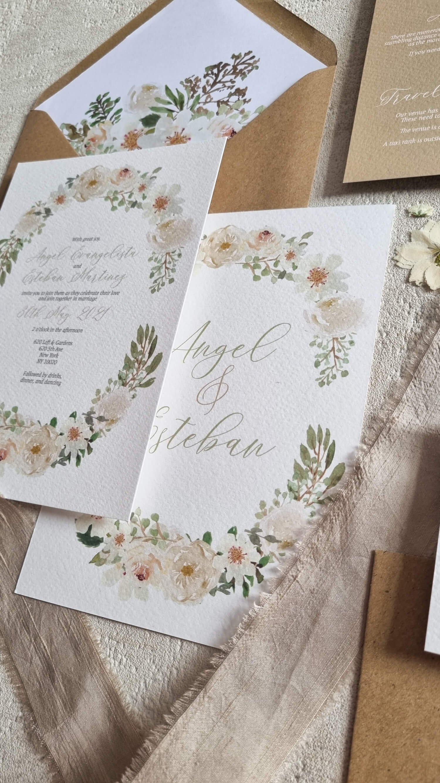 Ivory Bouquet Wedding Invitations