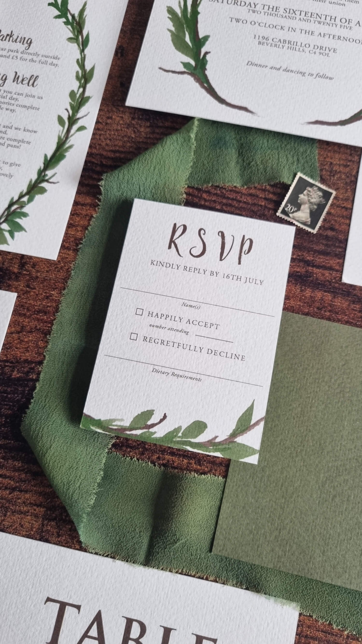 Woodland Greenery RSVP Cards