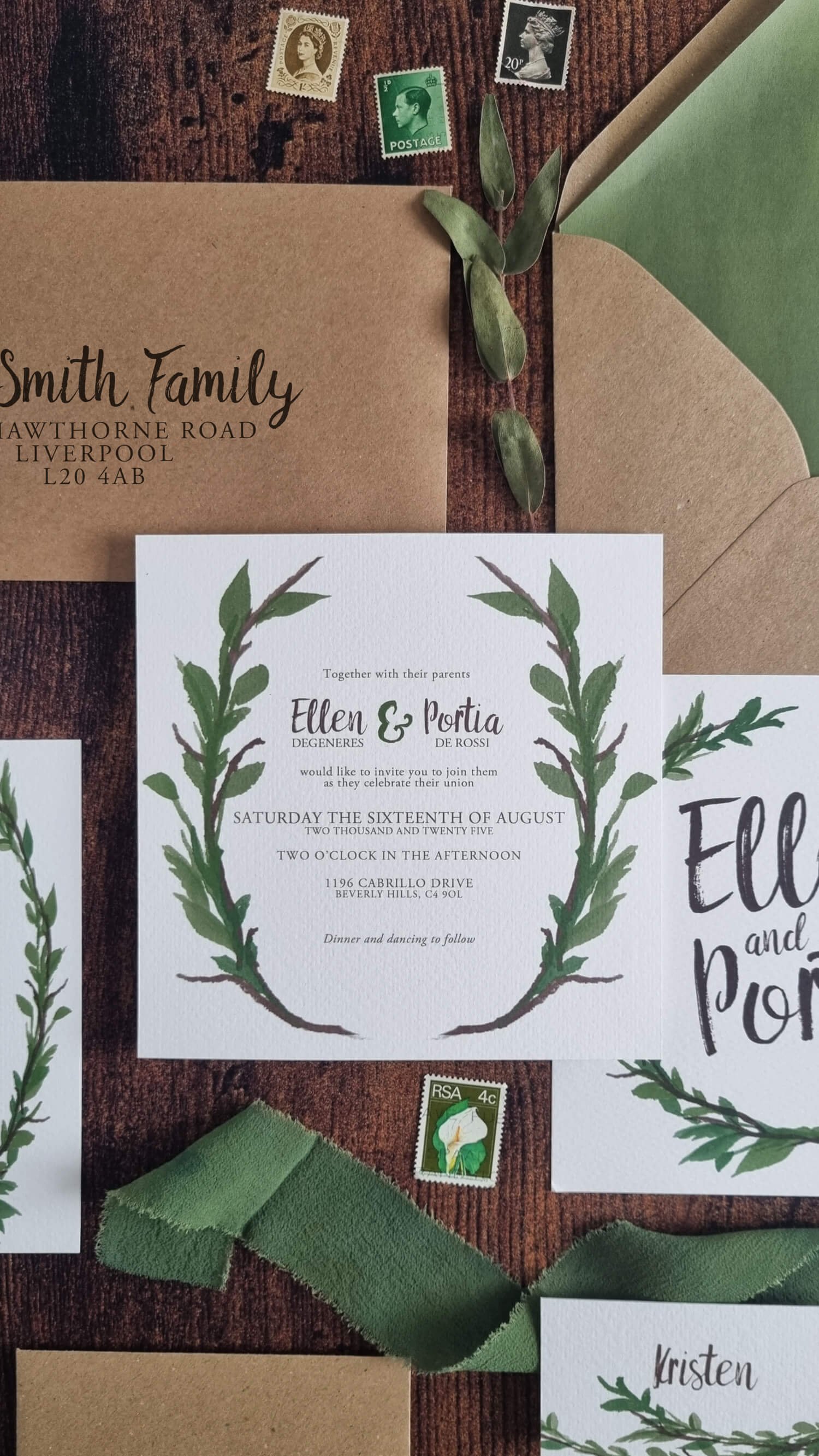 Woodland Greenery Wedding Invitation Suite