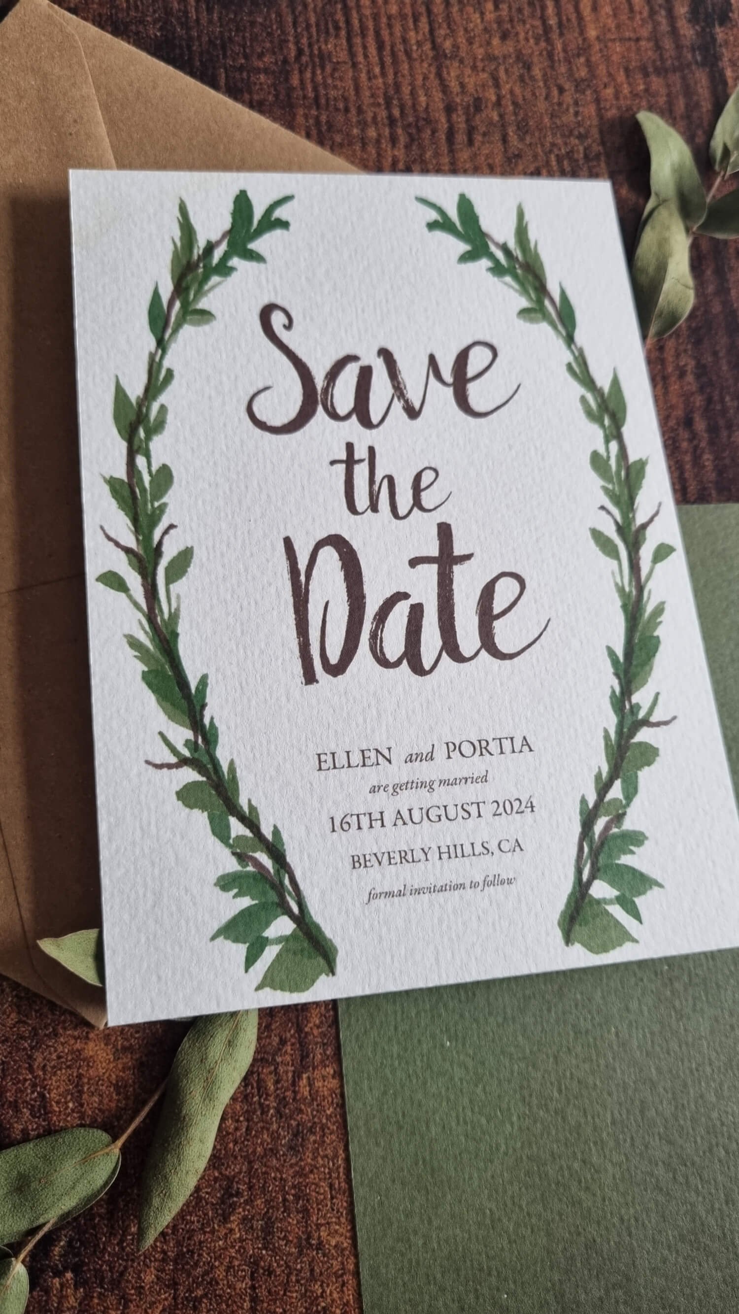 Woodland Greenery Save the Date