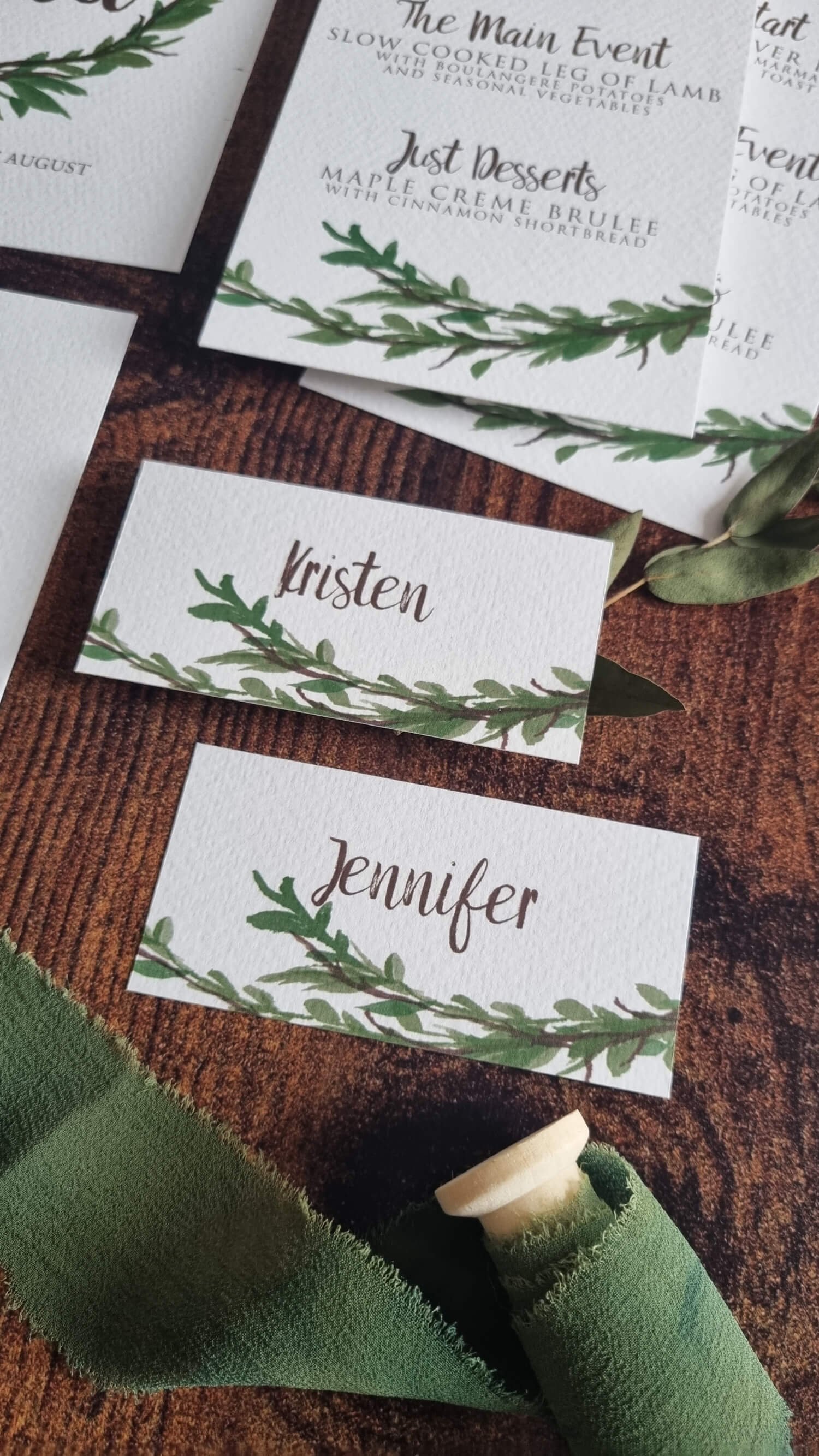 Woodland Greenery Place Cards