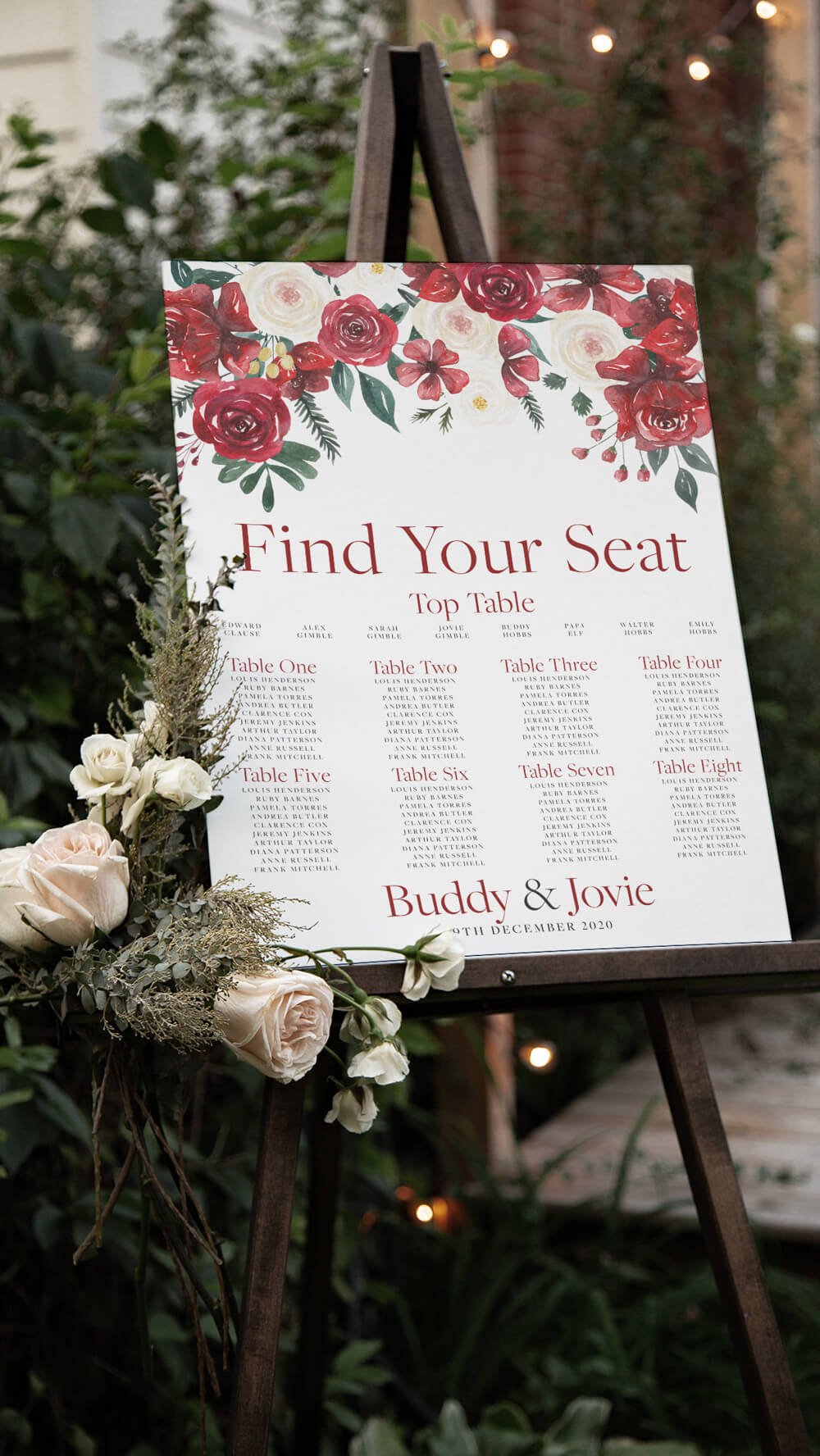 Festive Winter Floral Table Plan